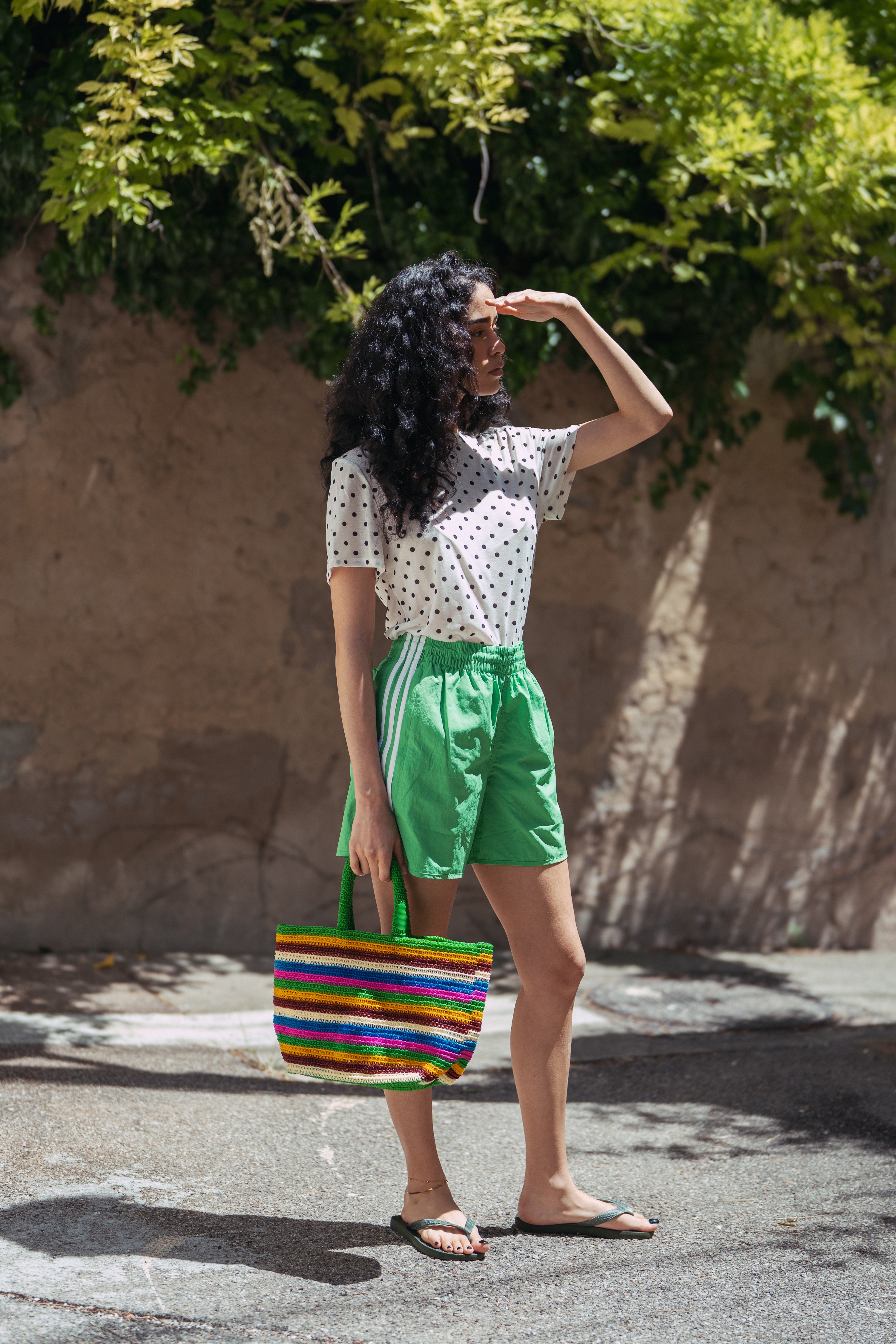 N°4SC - SAC PANIER CROCHET STRI M - MOYEN - multicolors