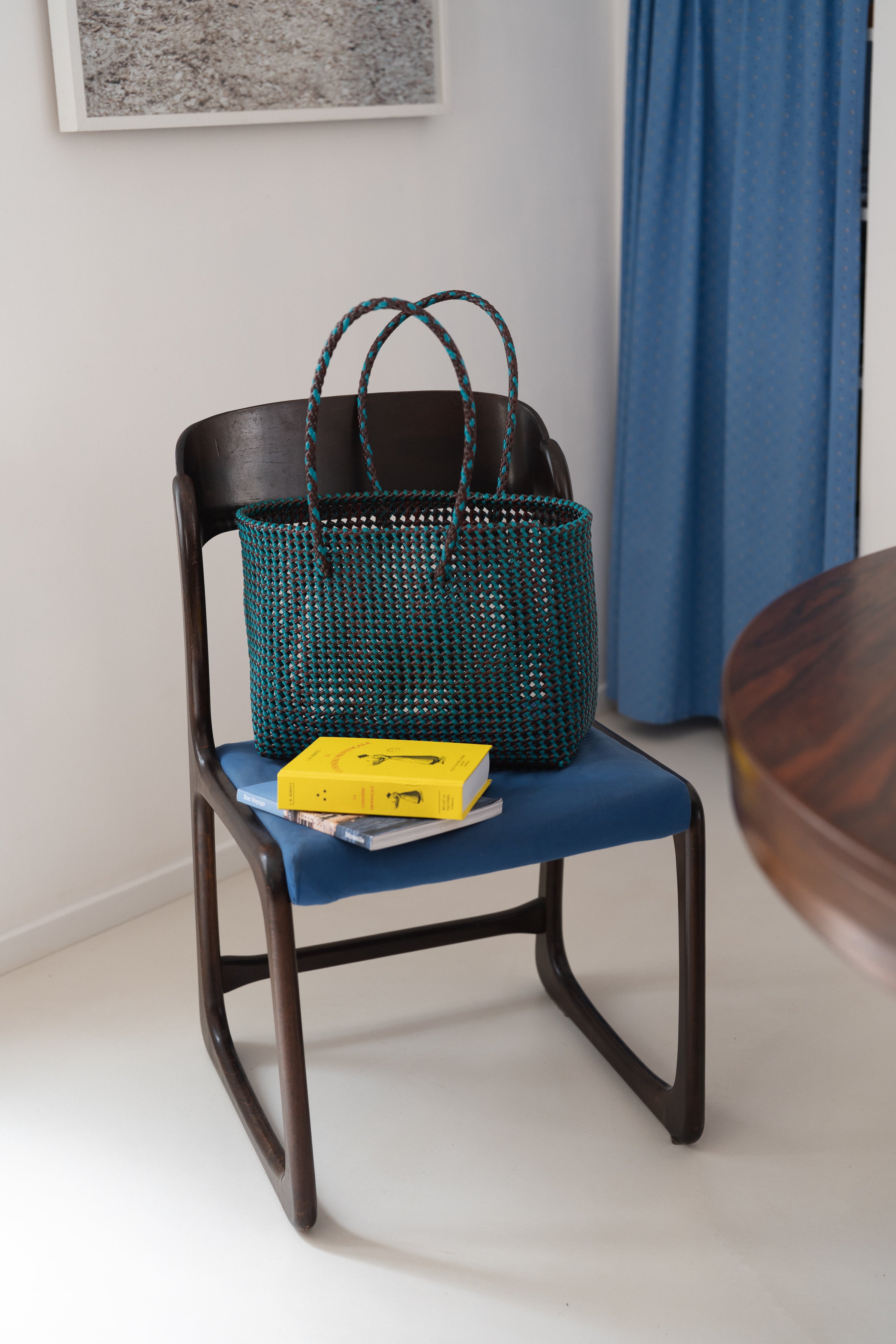 N°306L - SAC PANIER TRESSÉ MAIN - GRAND - multicolors