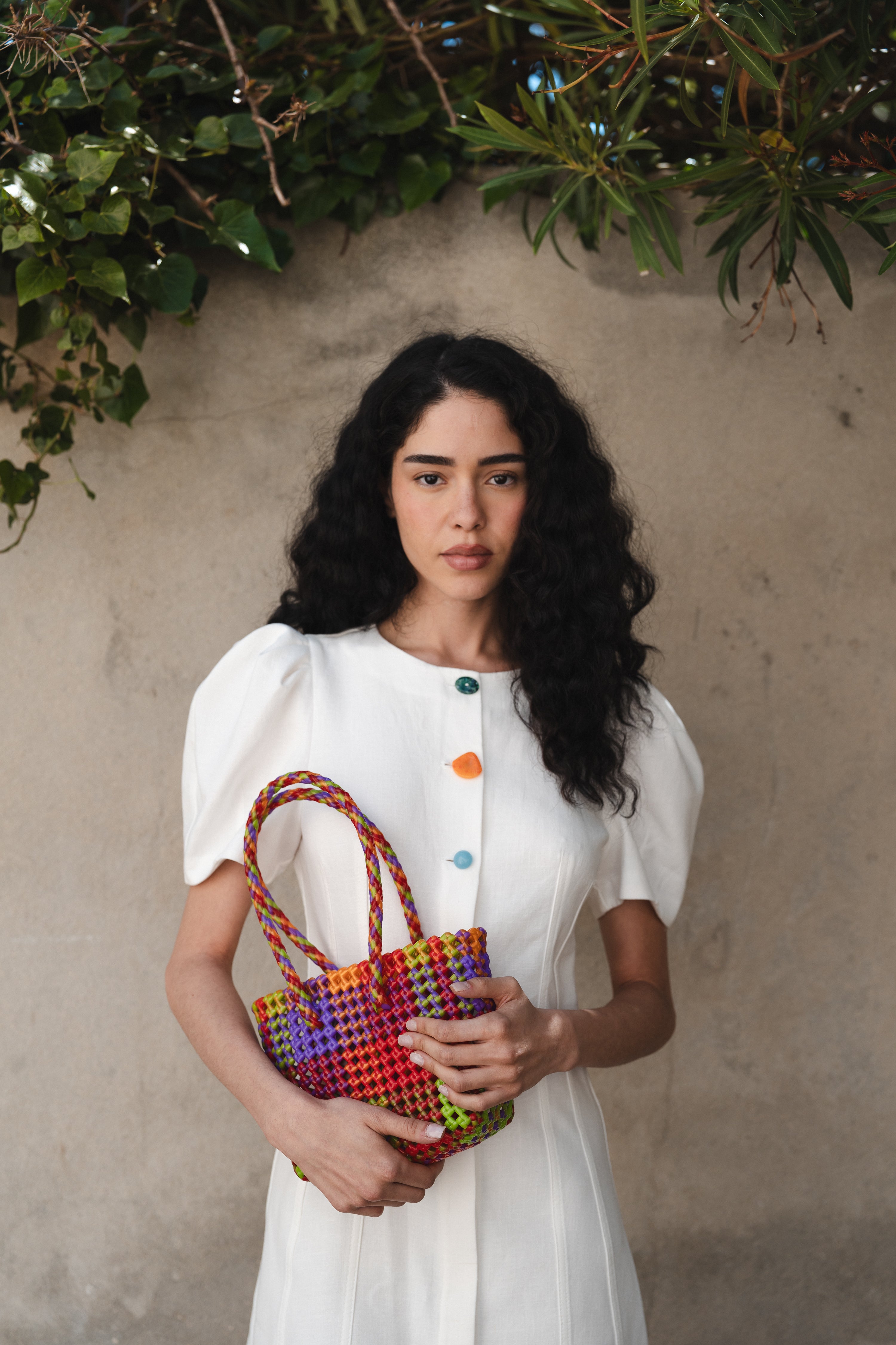 N°385XS - SAC PANIER TRESSÉ MAIN - MINI - multicolors