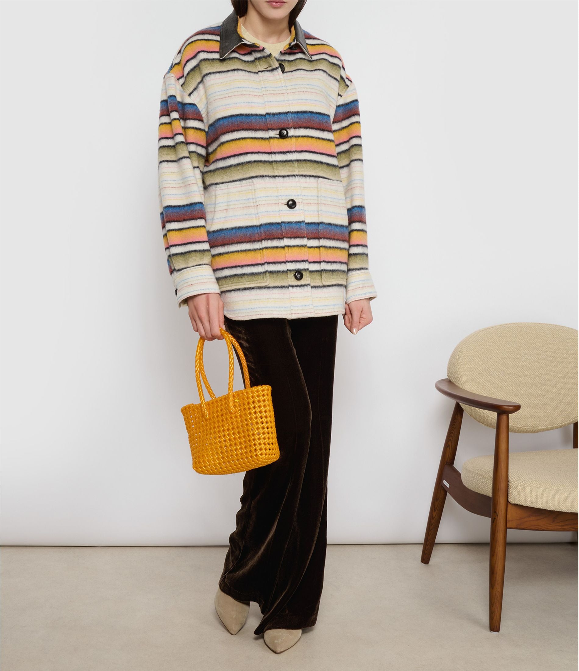 N°206XS - SAC PANIER TRESSÉ MAIN - MINI - doré