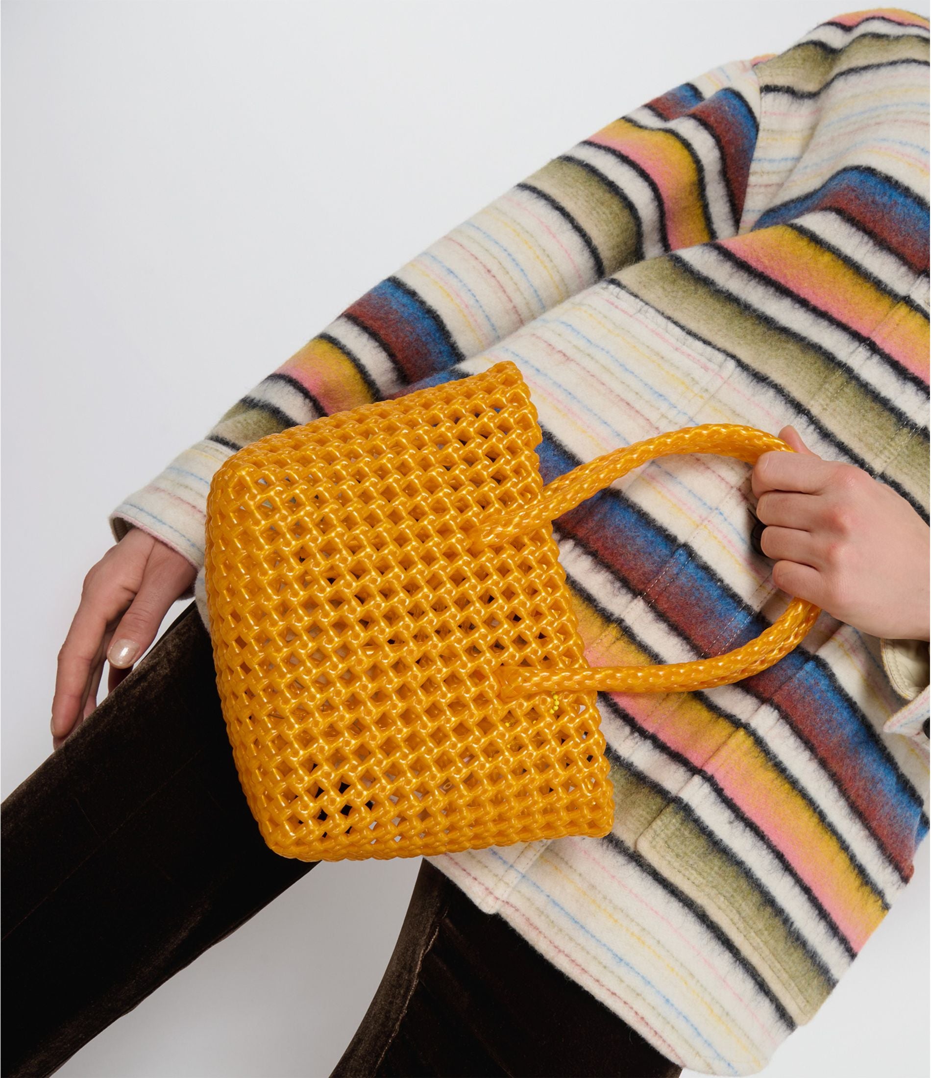 N°206XS - SAC PANIER TRESSÉ MAIN - MINI - doré