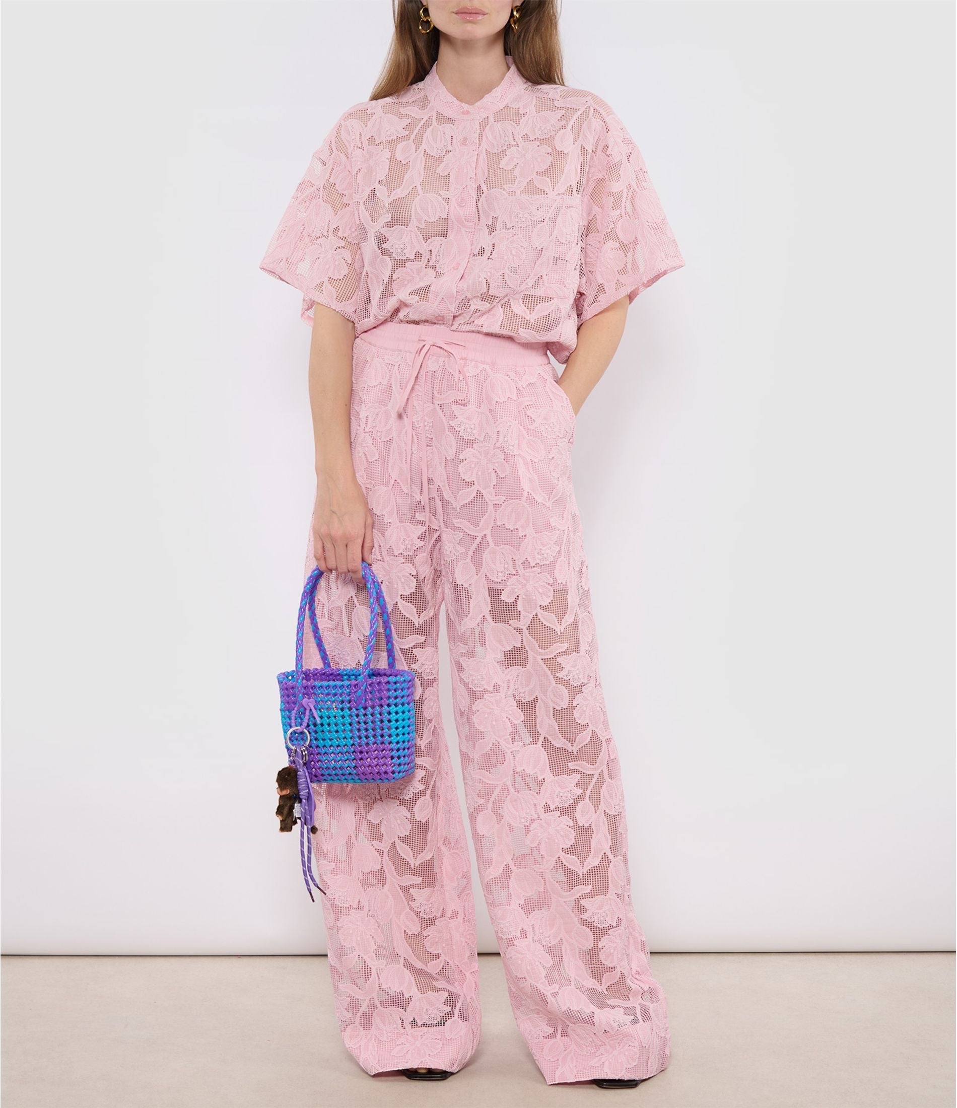 No. 4XS - IMPERFECT BASKET BAG - MINI - purple & light blue