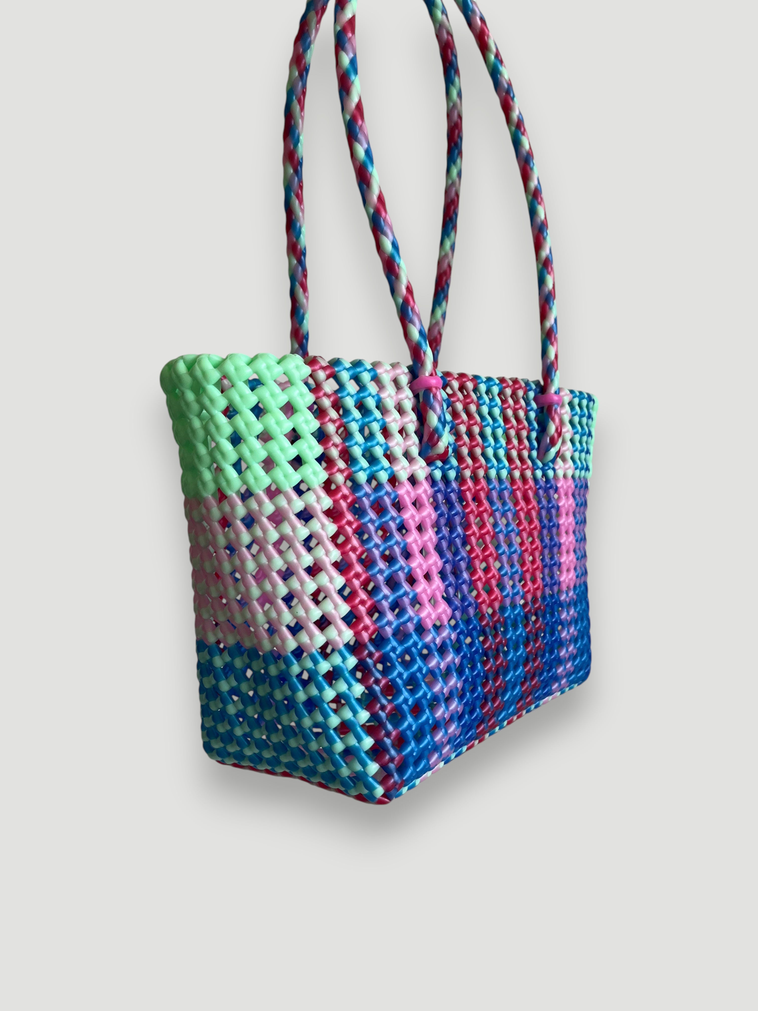 N°100S - HAND-WOVEN BASKET BAG - SMALL - multicolored