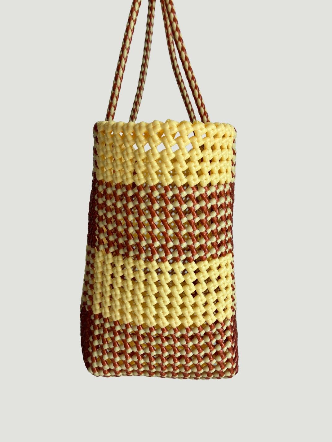 No. 410L - Hand-woven basket bag - large - bronze &amp; cream