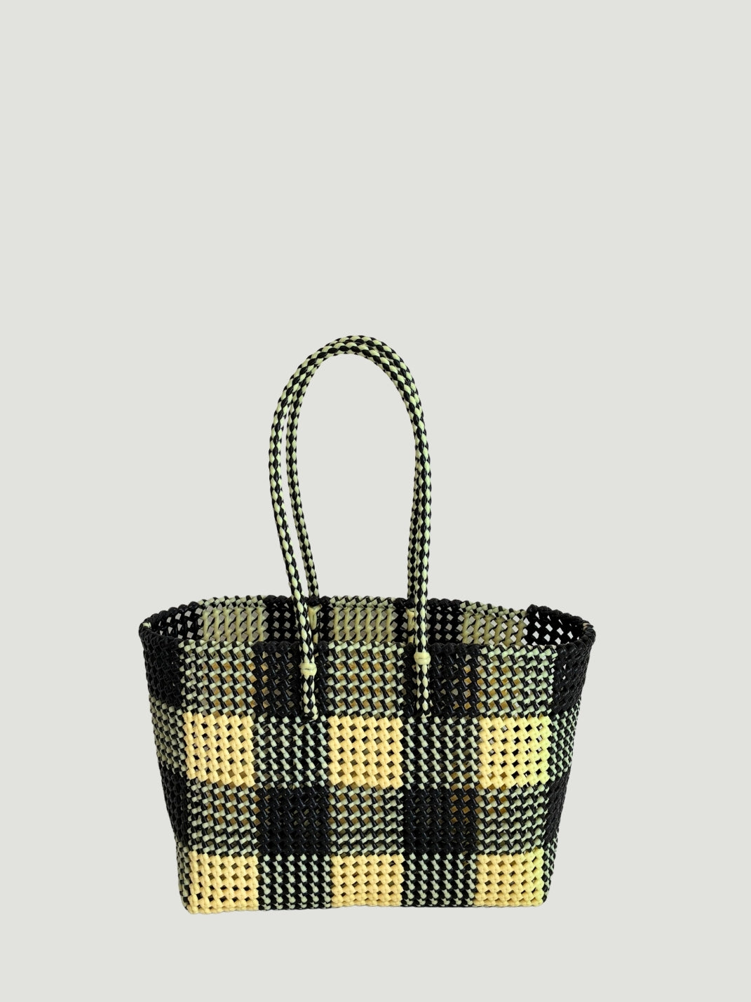 No. 35L - Hand-woven basket bag - large - black &amp; cream