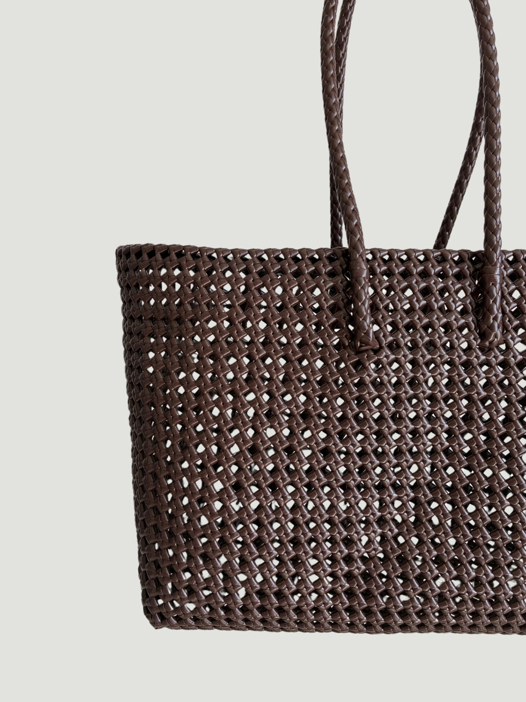 N°266L - SAC PANIER TRESSÉ MAIN - GRAND - marron