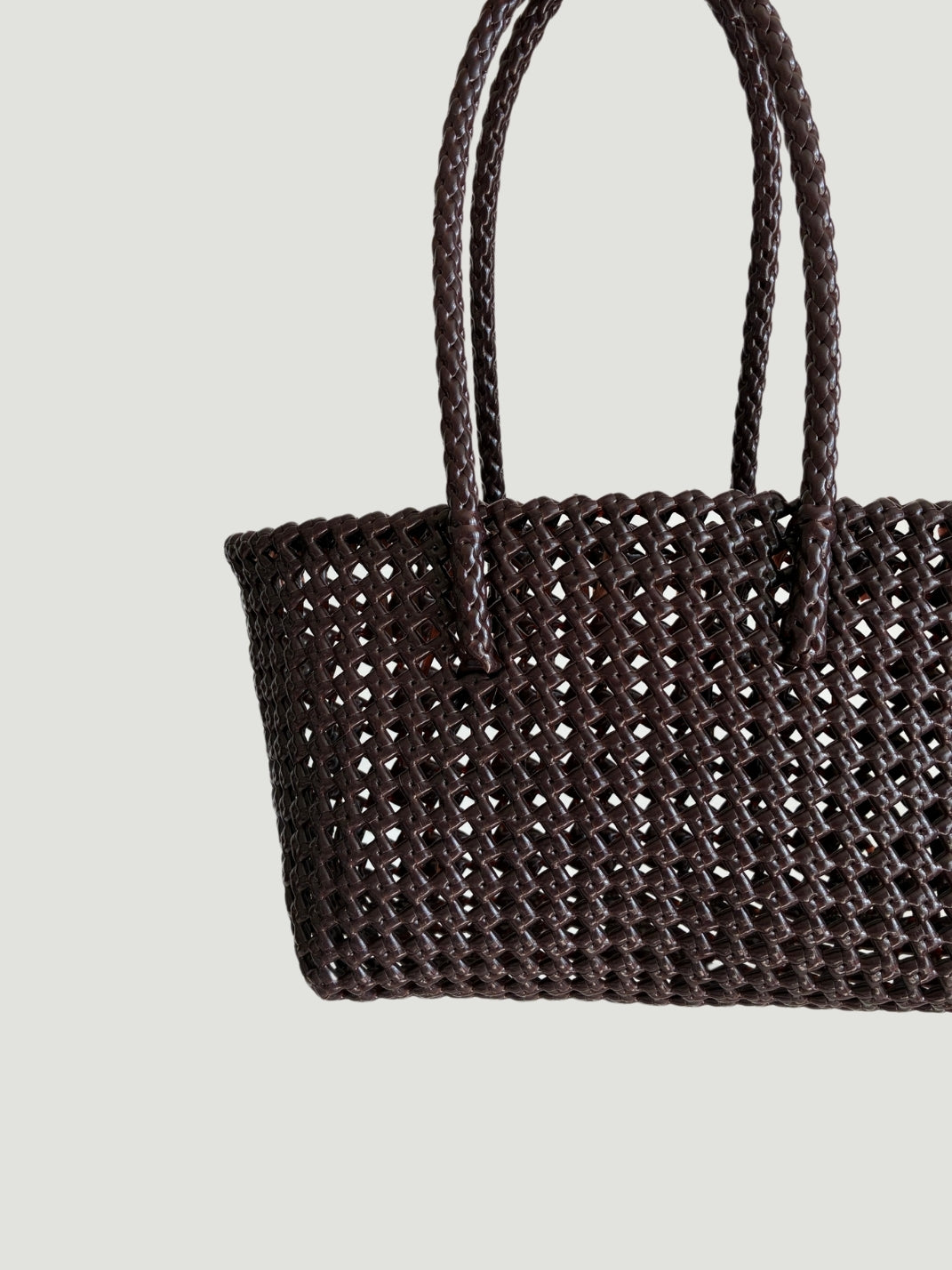 N°266S - SAC PANIER TRESSÉ MAIN - PETIT - marron