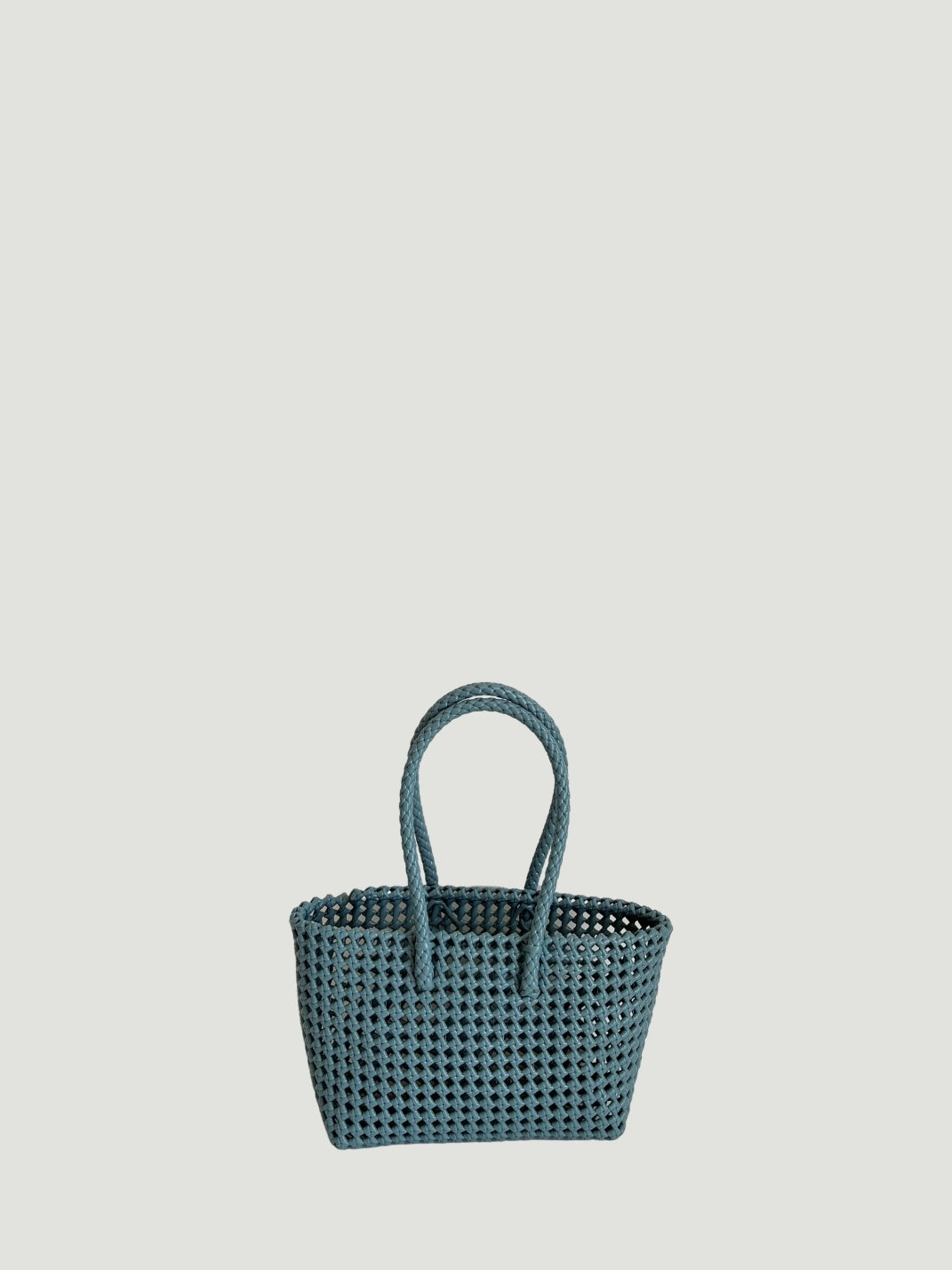 N°549 - SAC PANIER TRESSÉ MAIN - PETIT - bleu gris