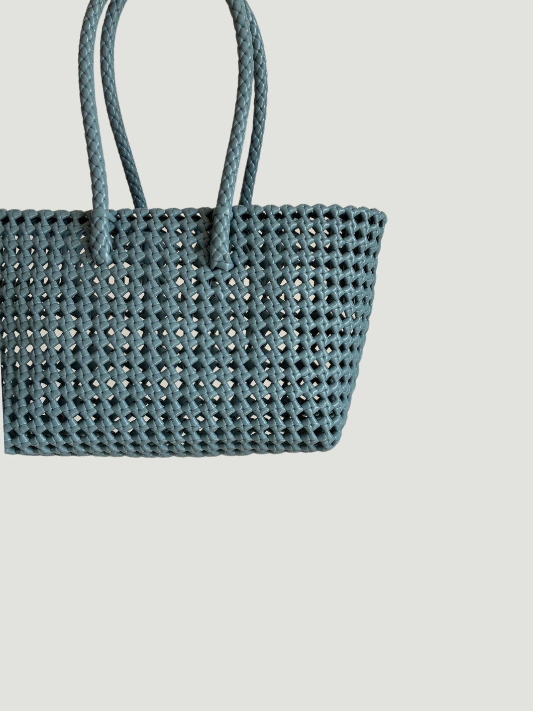 N°549 - SAC PANIER TRESSÉ MAIN - PETIT - bleu gris