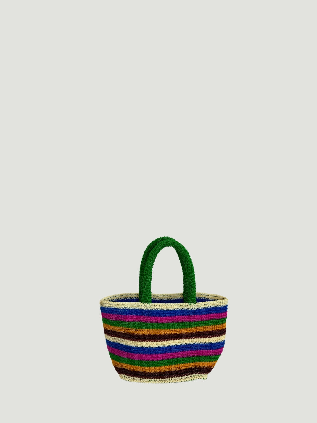N°4SC - CROCHET STRI BASKET BAG S - SMALL - multicolor