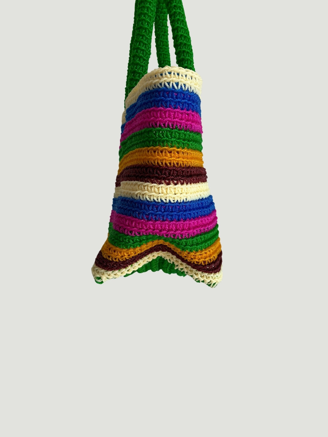 N°4SC - CROCHET STRI BASKET BAG S - SMALL - multicolor