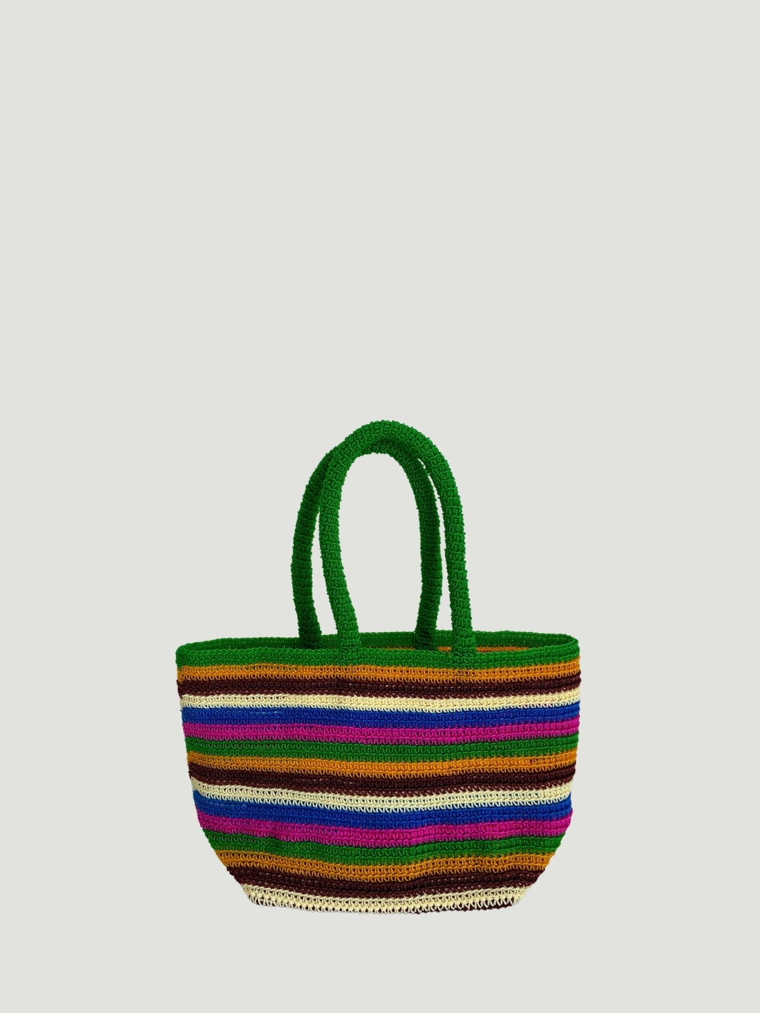 N°4SC - SAC PANIER CROCHET STRI M - MOYEN - multicolors