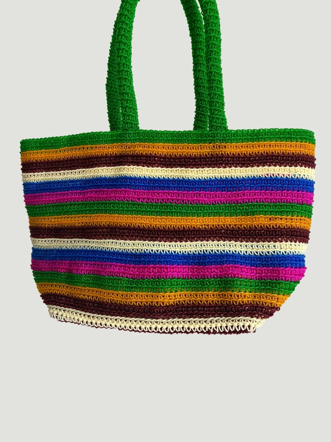 N°4SC - SAC PANIER CROCHET STRI M - MOYEN - multicolors