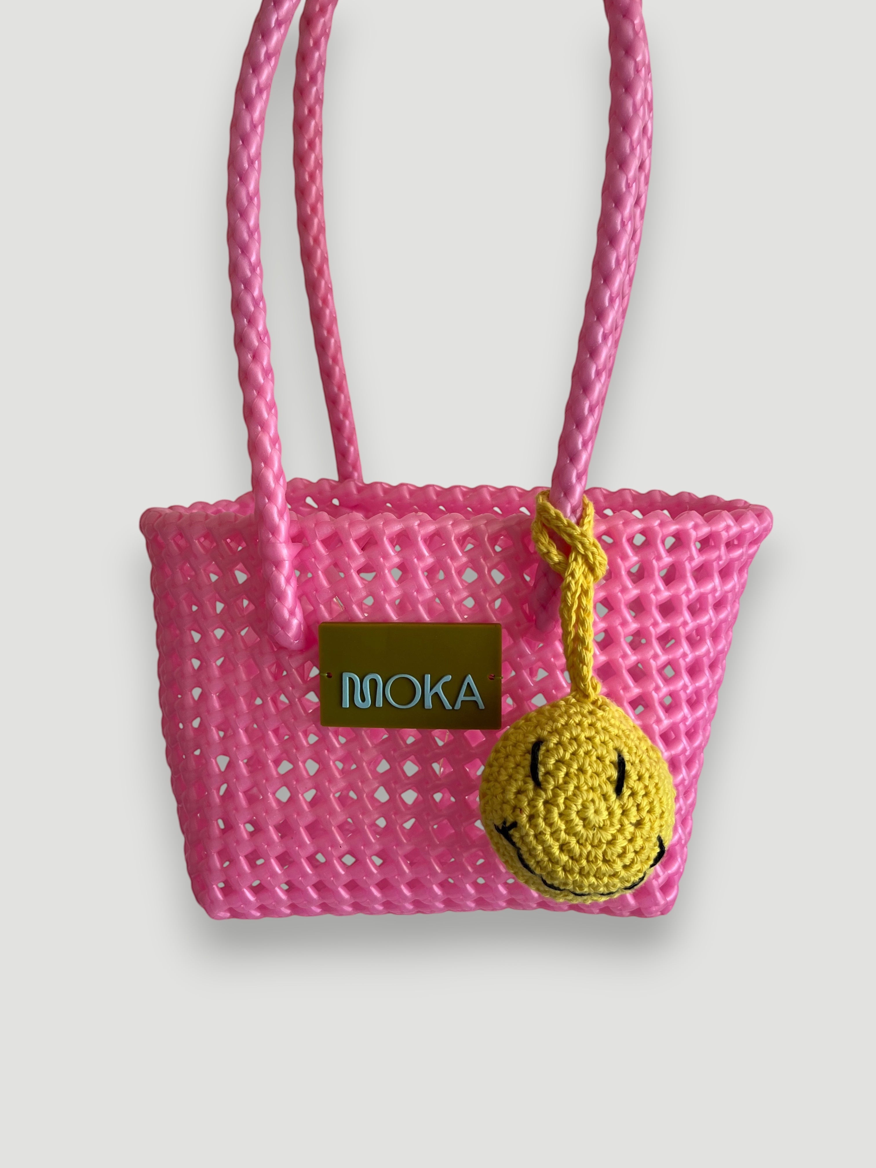 N°531XS - SAC PANIER TRESSÉ MAIN - MINI - rose clair irisé