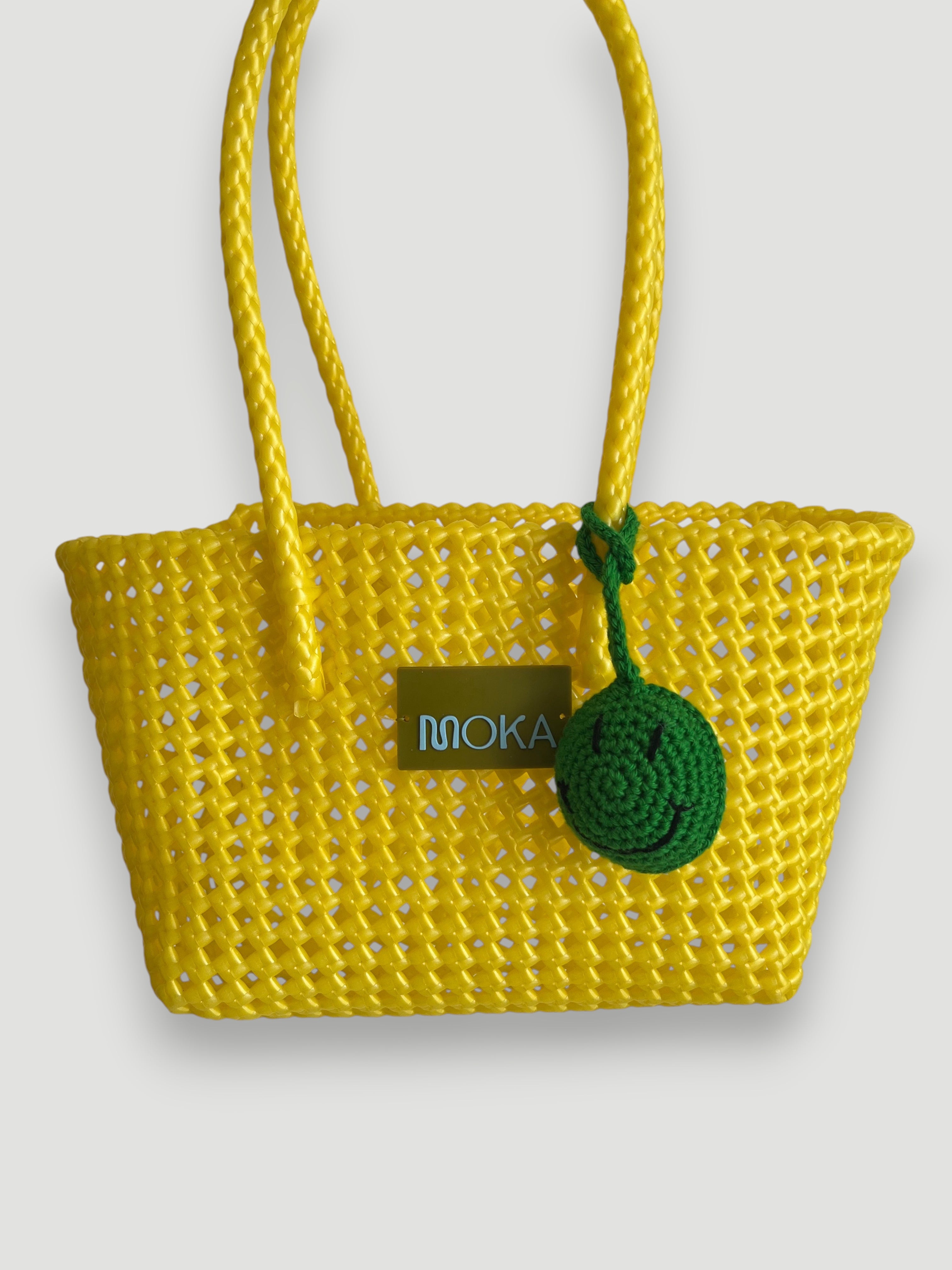 N°527S - SAC PANIER TRESSÉ MAIN - PETIT - jaune irisé