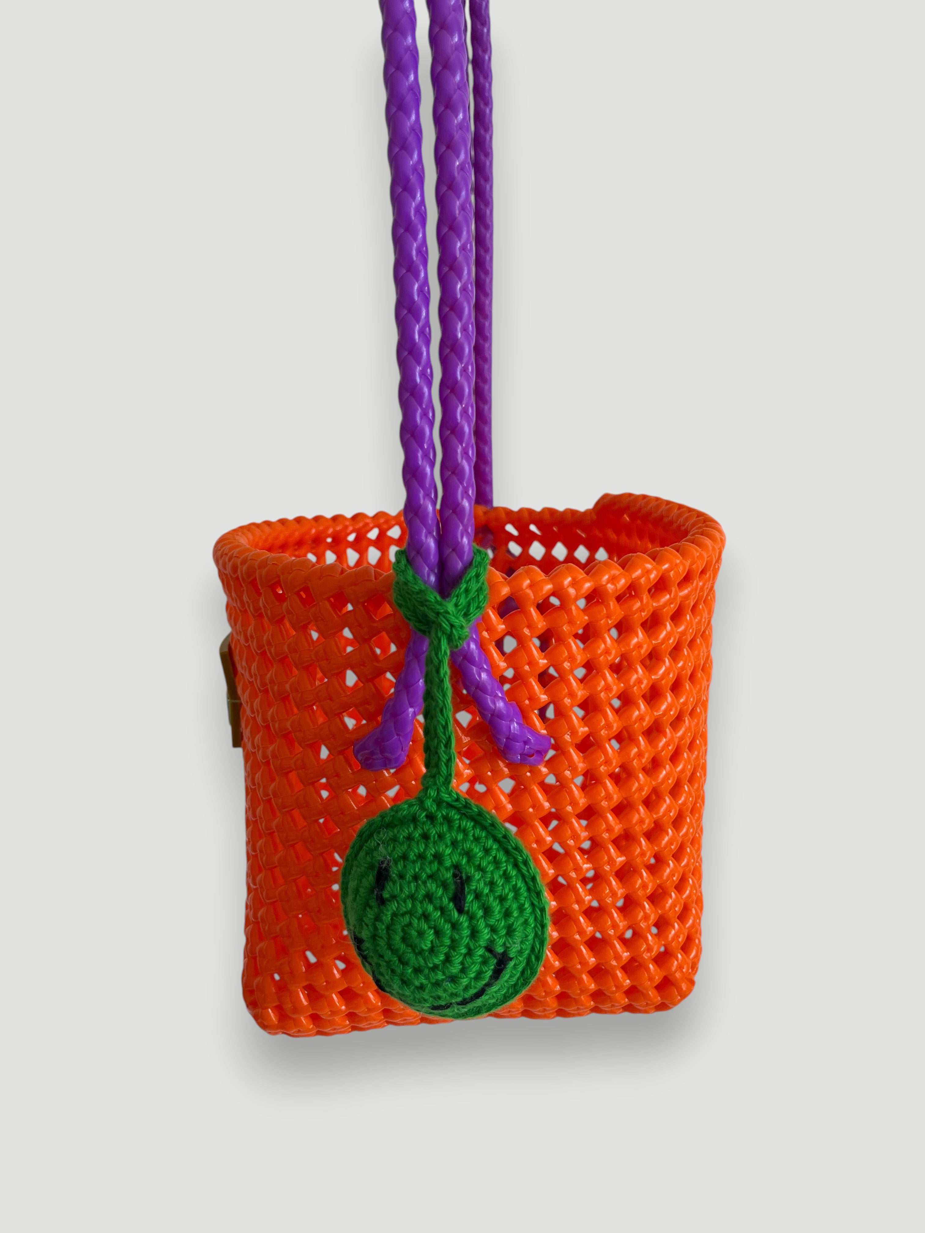 N°89SE - HAND-WOVEN BASKET BAG - BUCKET - orange & purple