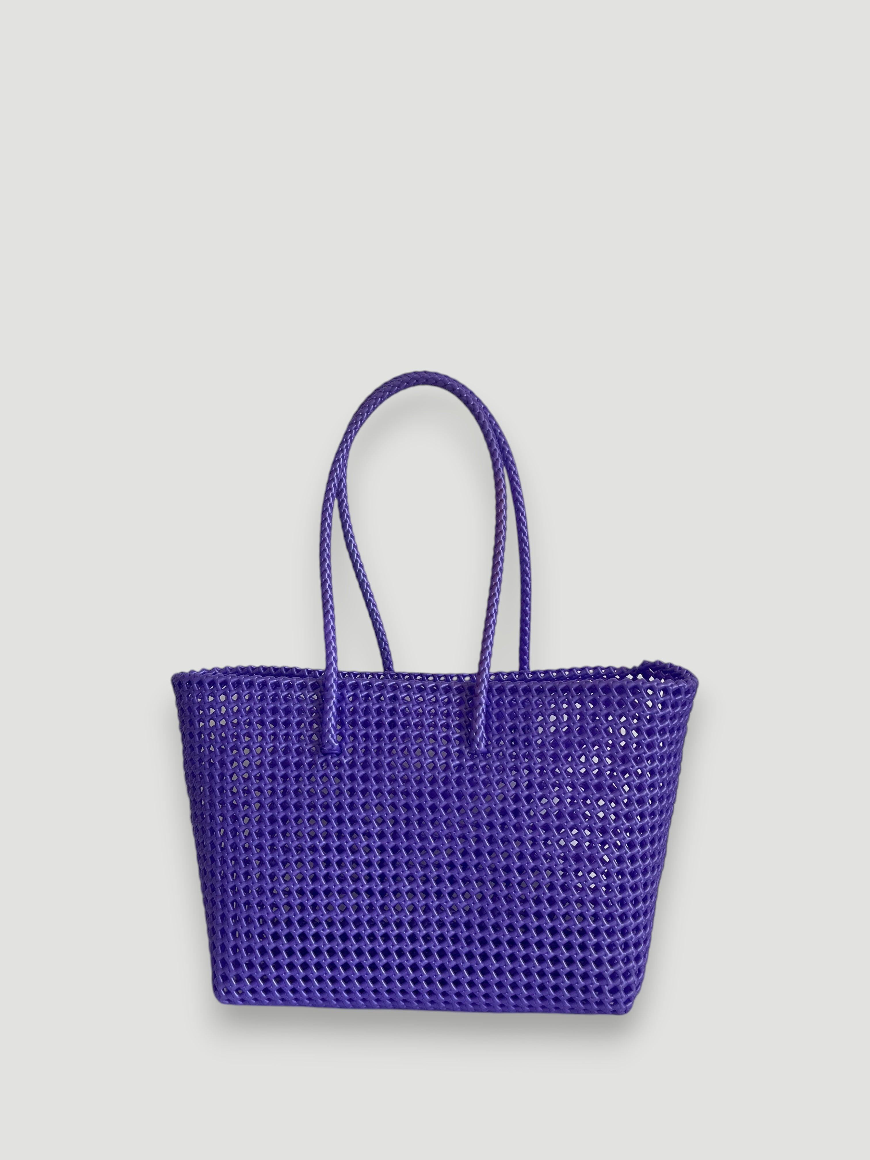 N°530L - SAC PANIER TRESSÉ MAIN - GRAND - violet irisé
