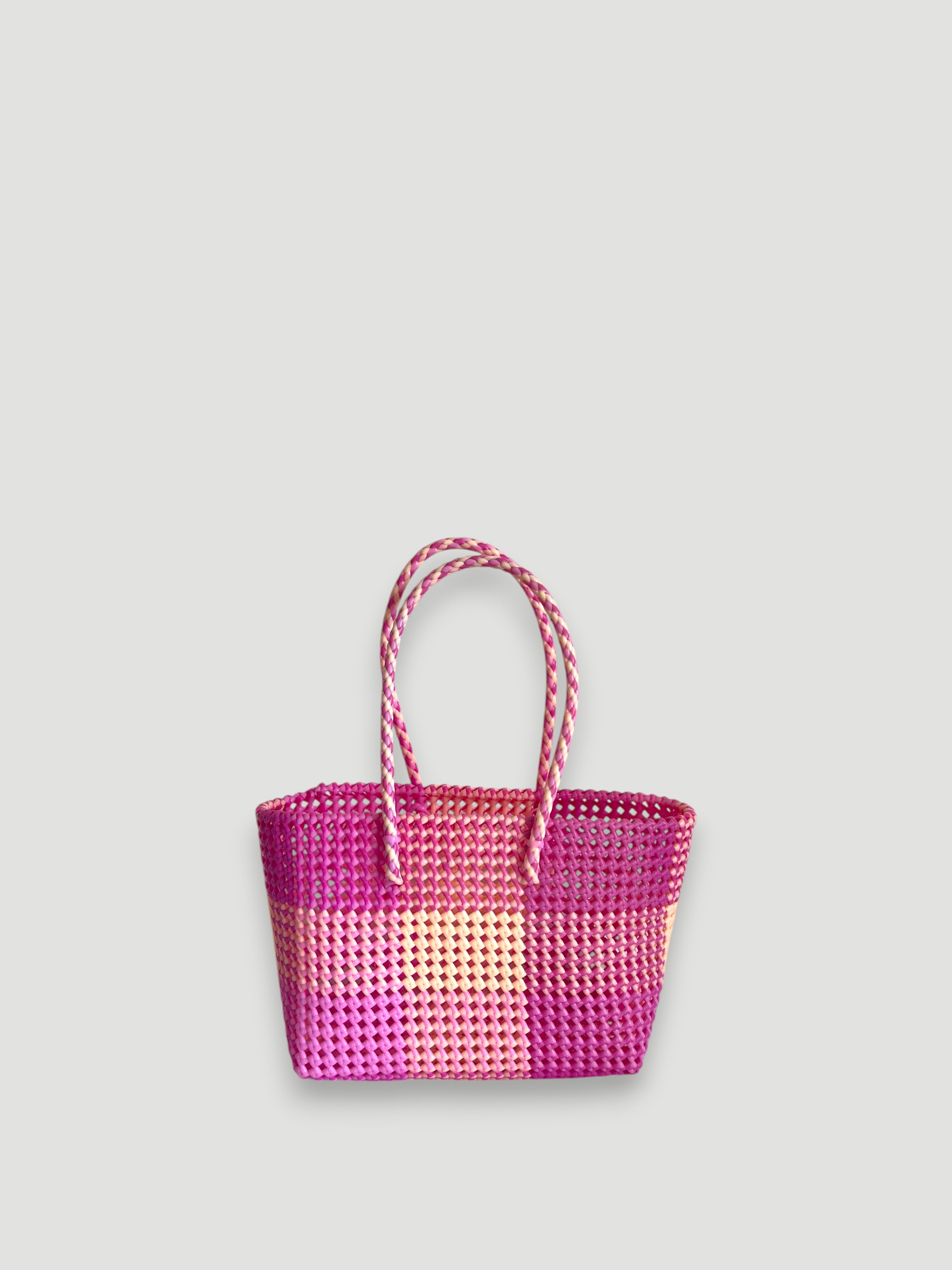 N°100M - SAC PANIER TRESSÉ MAIN - MOYEN - multicolors