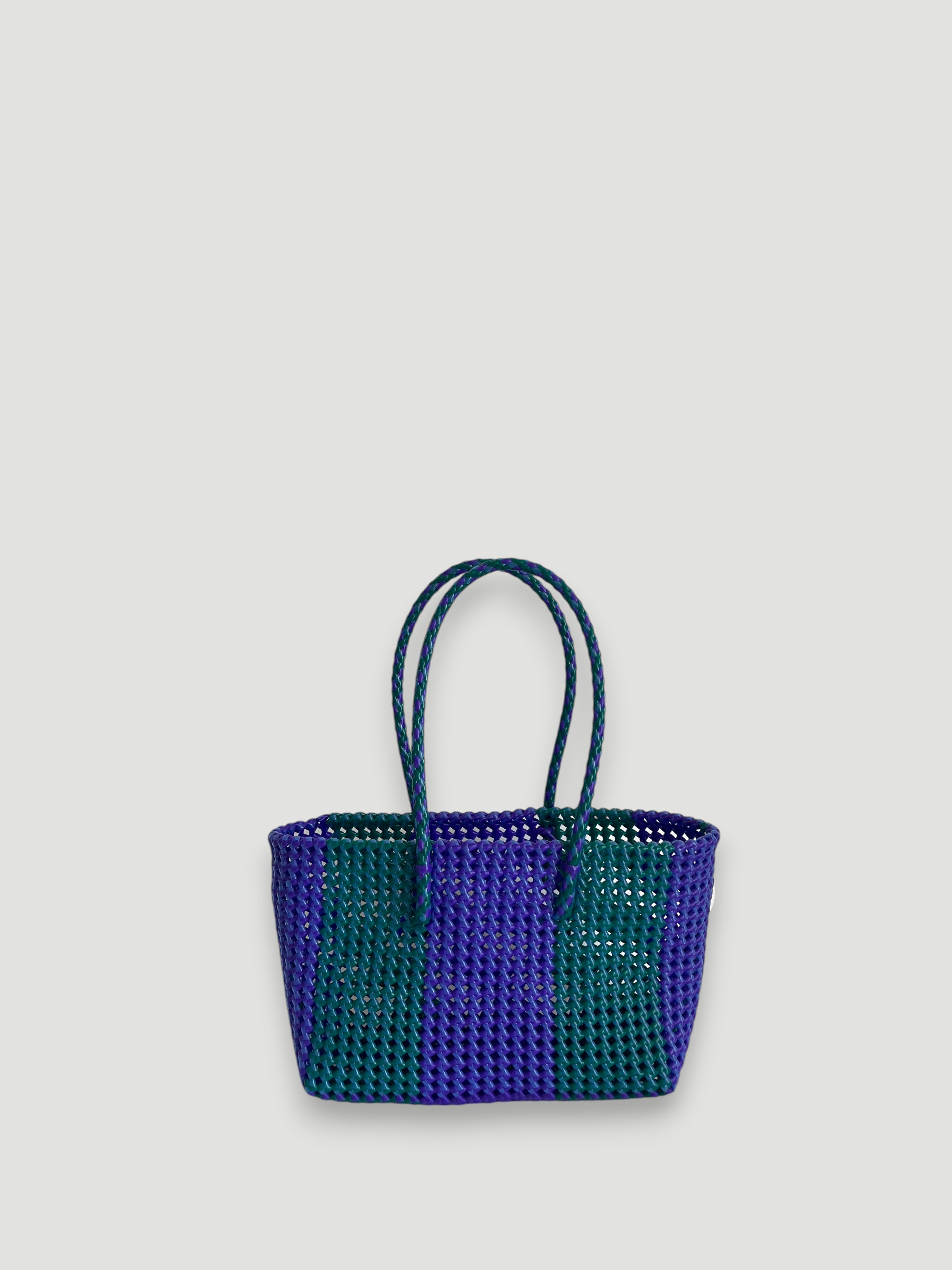 N°100M - SAC PANIER TRESSÉ MAIN - MOYEN - multicolors