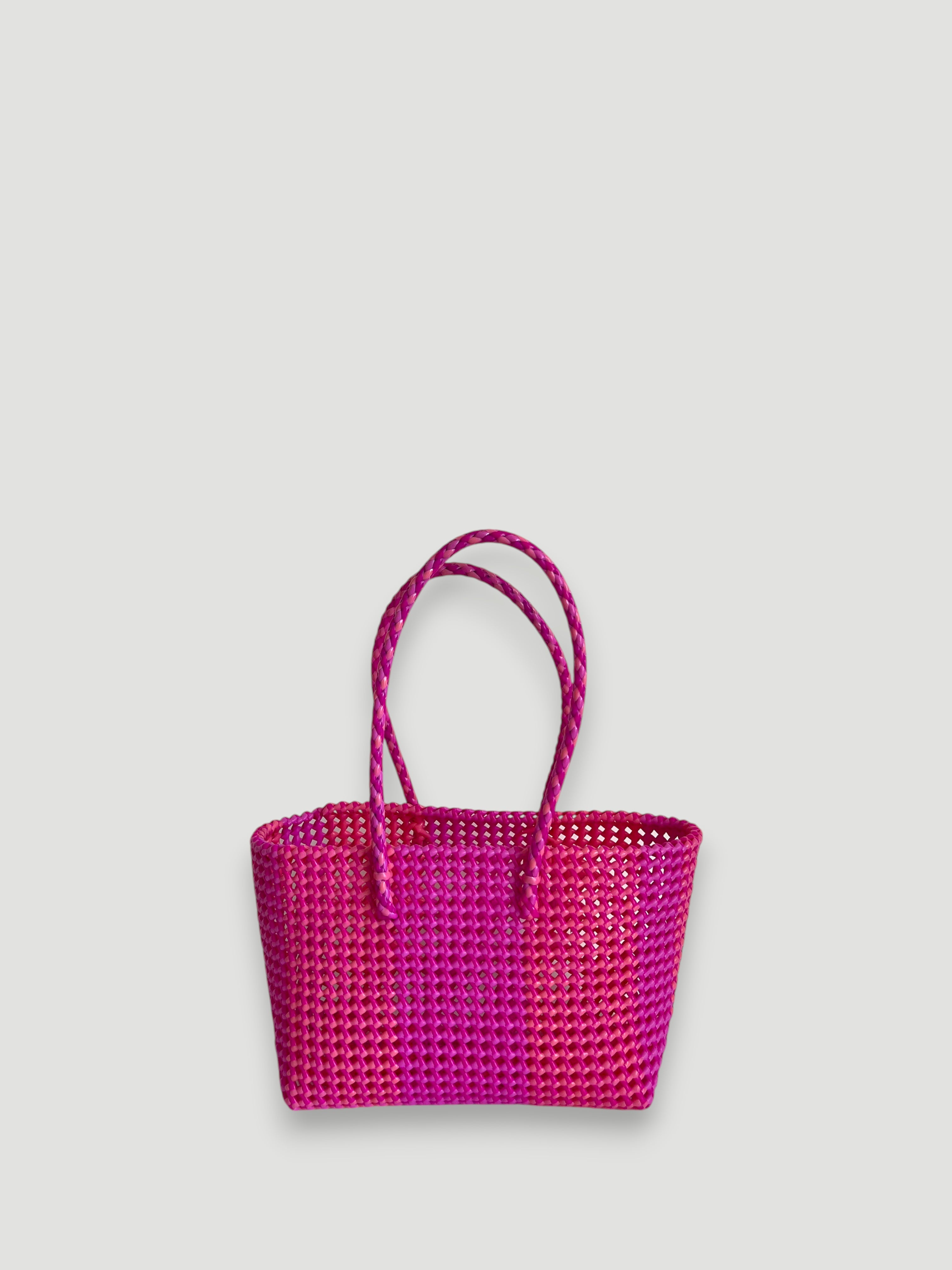 N°100M - SAC PANIER TRESSÉ MAIN - MOYEN - multicolors