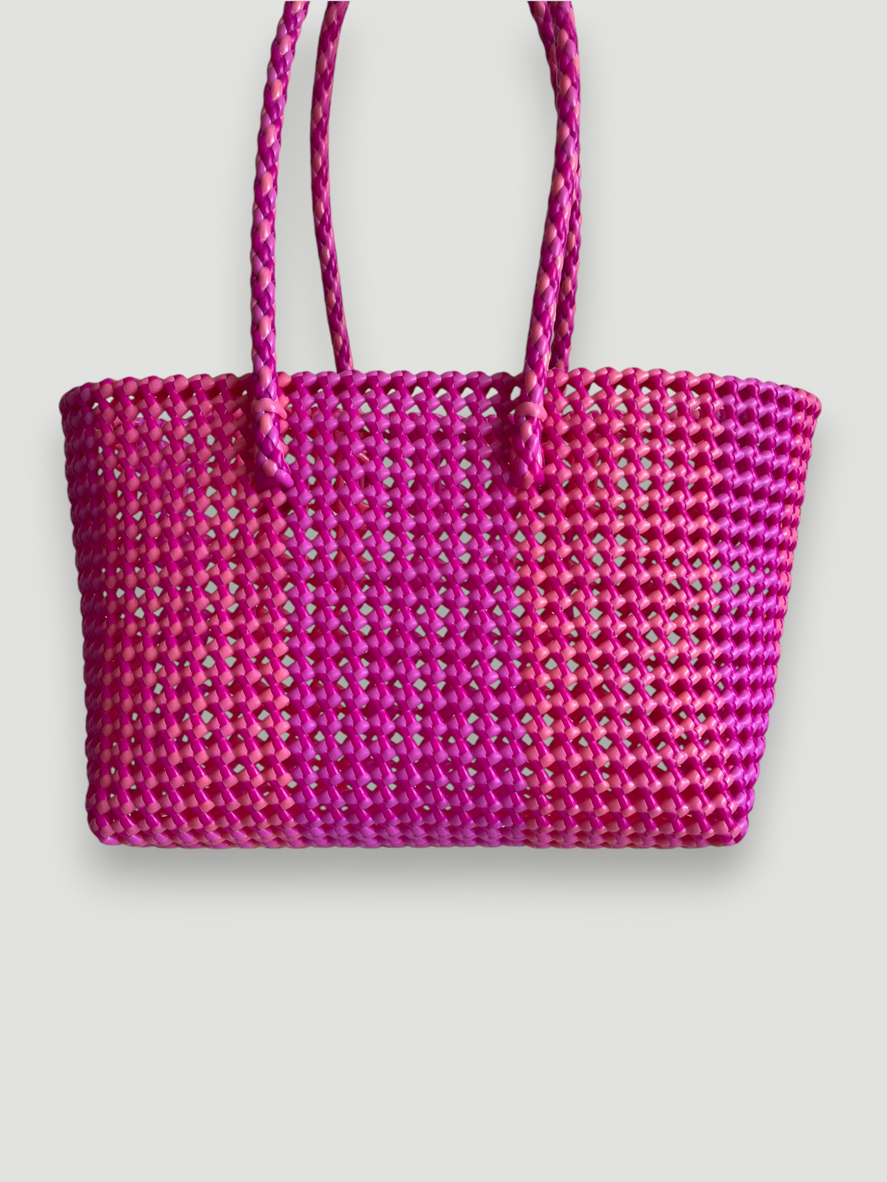 N°100M - SAC PANIER TRESSÉ MAIN - MOYEN - multicolors