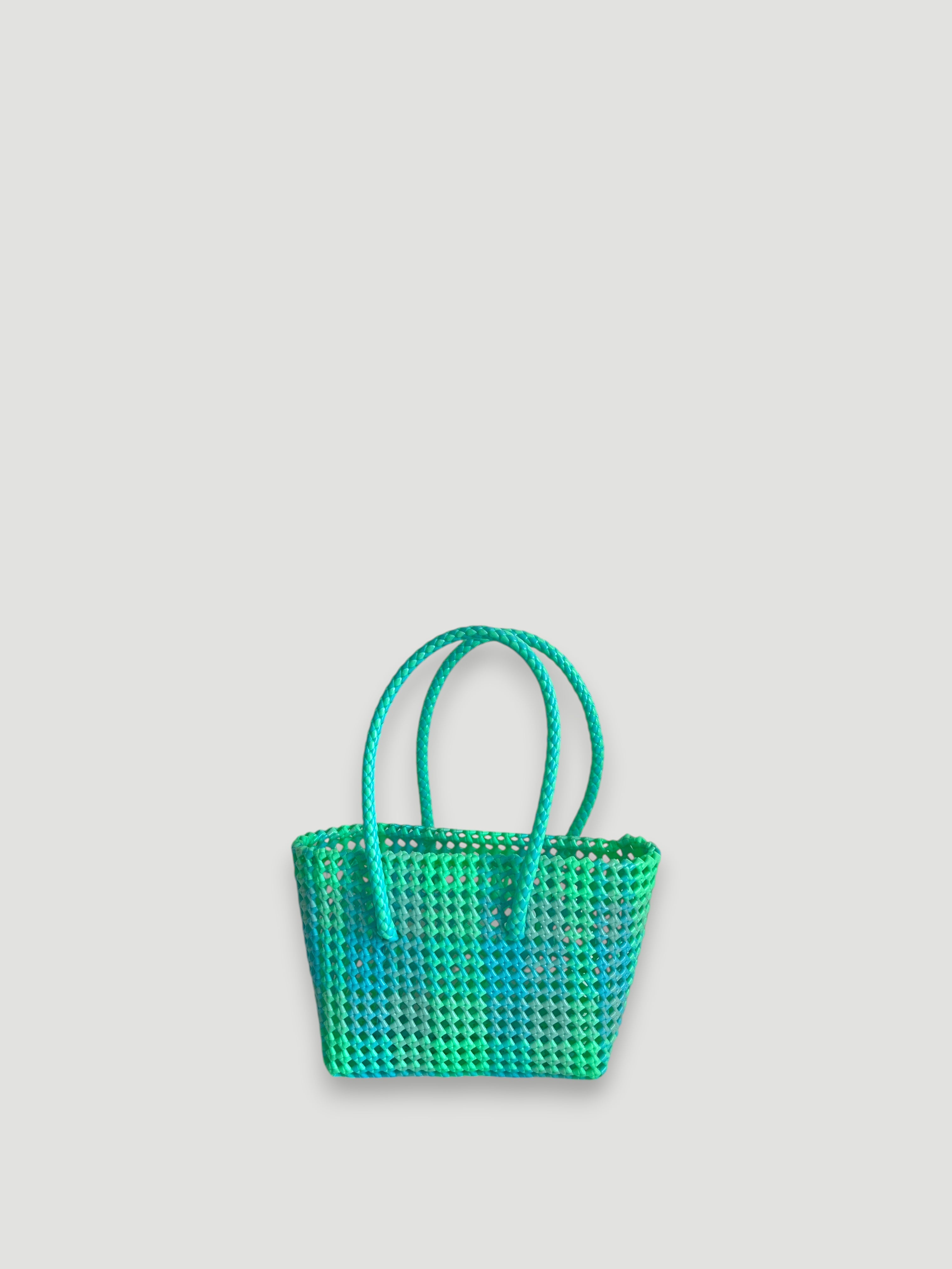 N°100S - SAC PANIER TRESSÉ MAIN - PETIT - multicolors