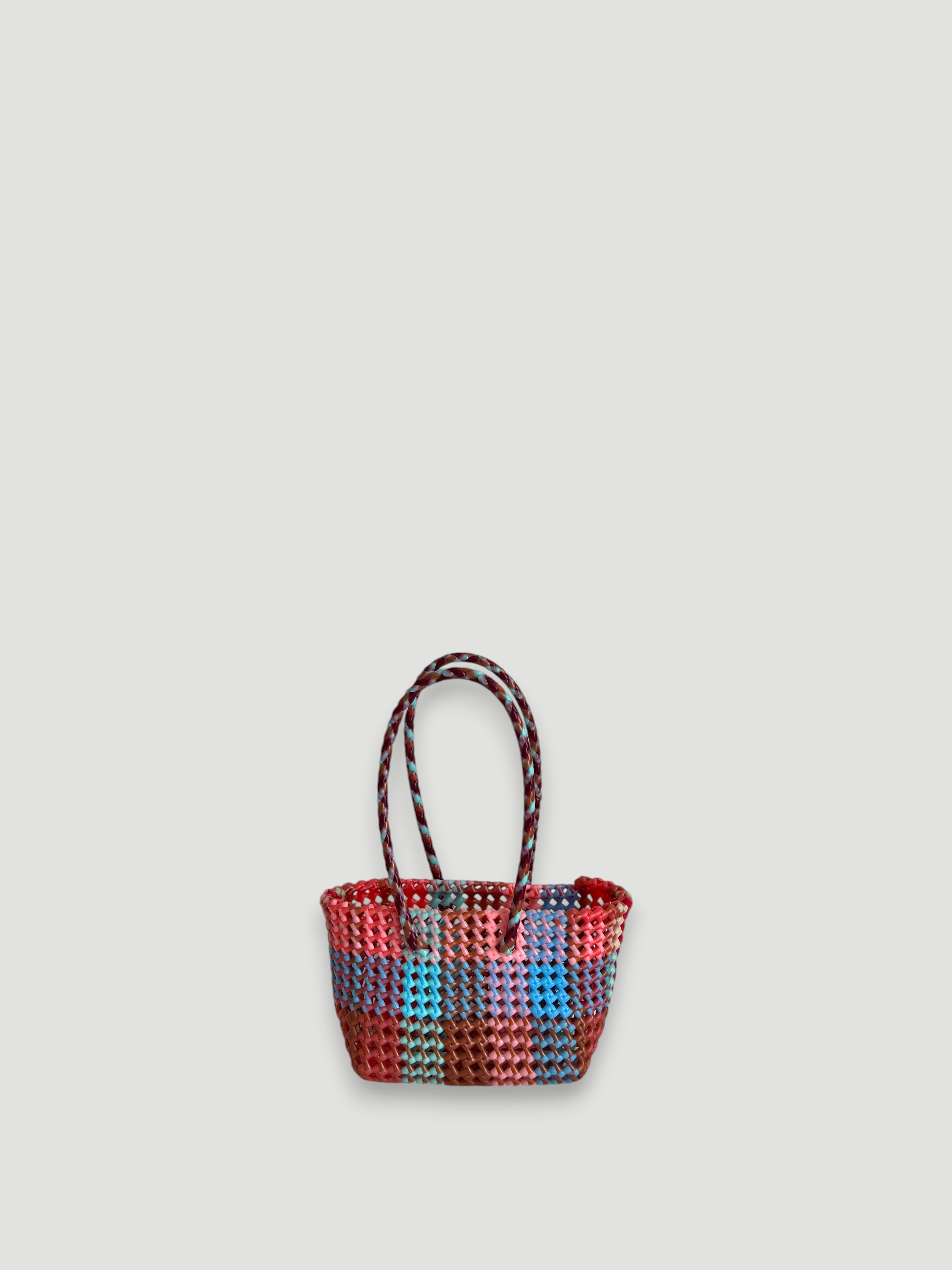 N°100XS - SAC PANIER TRESSÉ MAIN - MINI - multicolors