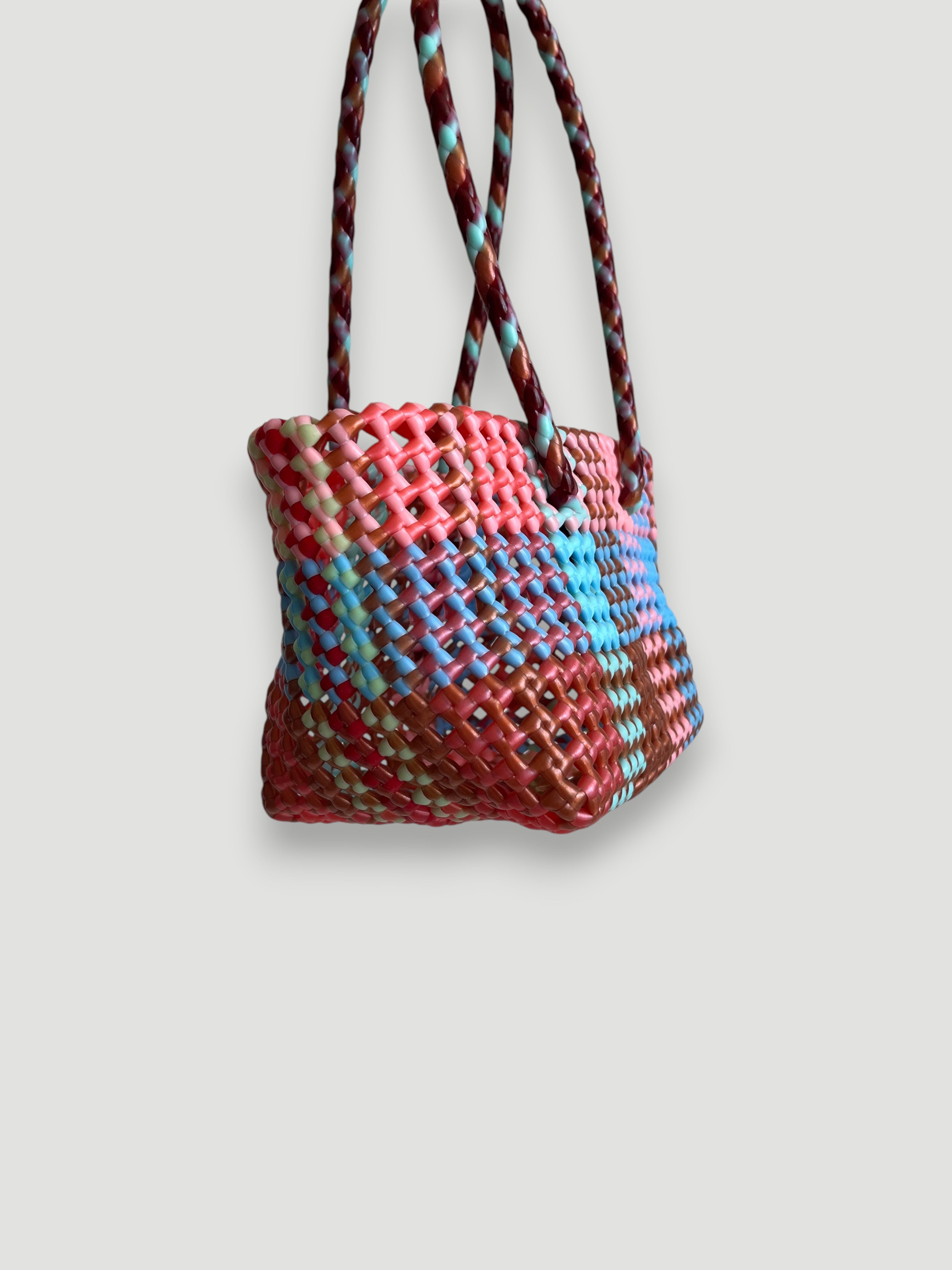 N°100XS - SAC PANIER TRESSÉ MAIN - MINI - multicolors