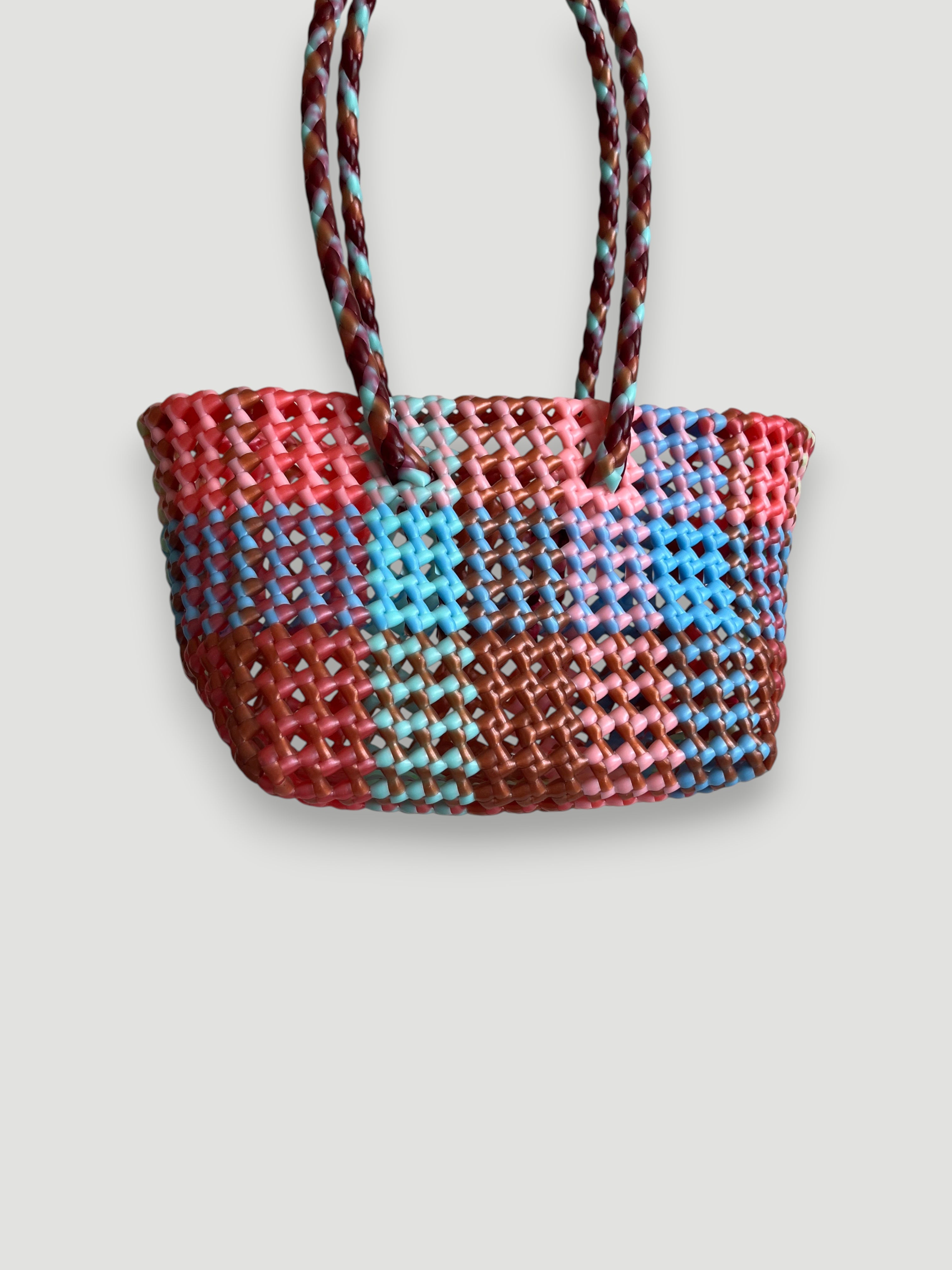 N°100XS - SAC PANIER TRESSÉ MAIN - MINI - multicolors