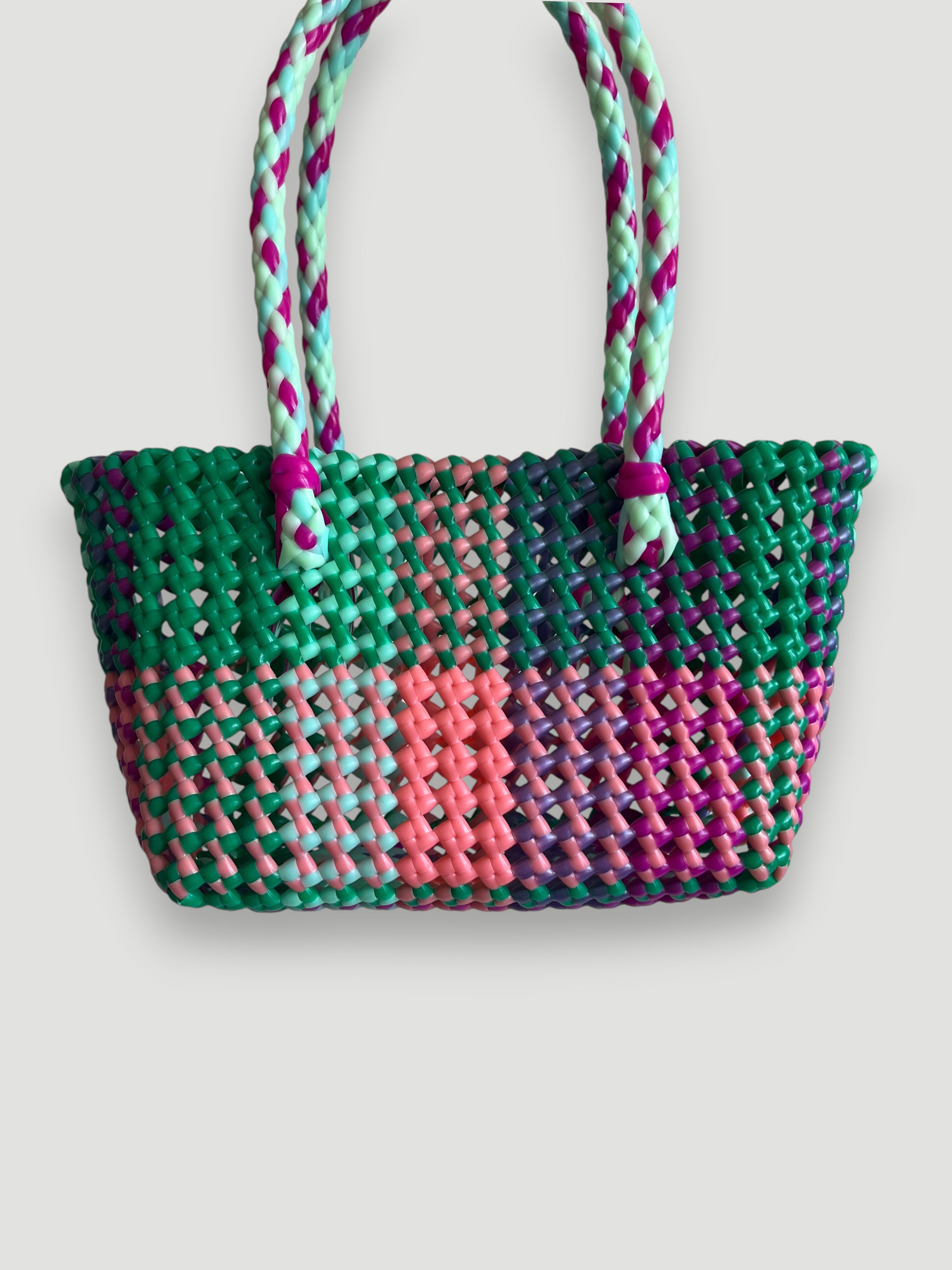 N°100XS - SAC PANIER TRESSÉ MAIN - MINI - multicolors