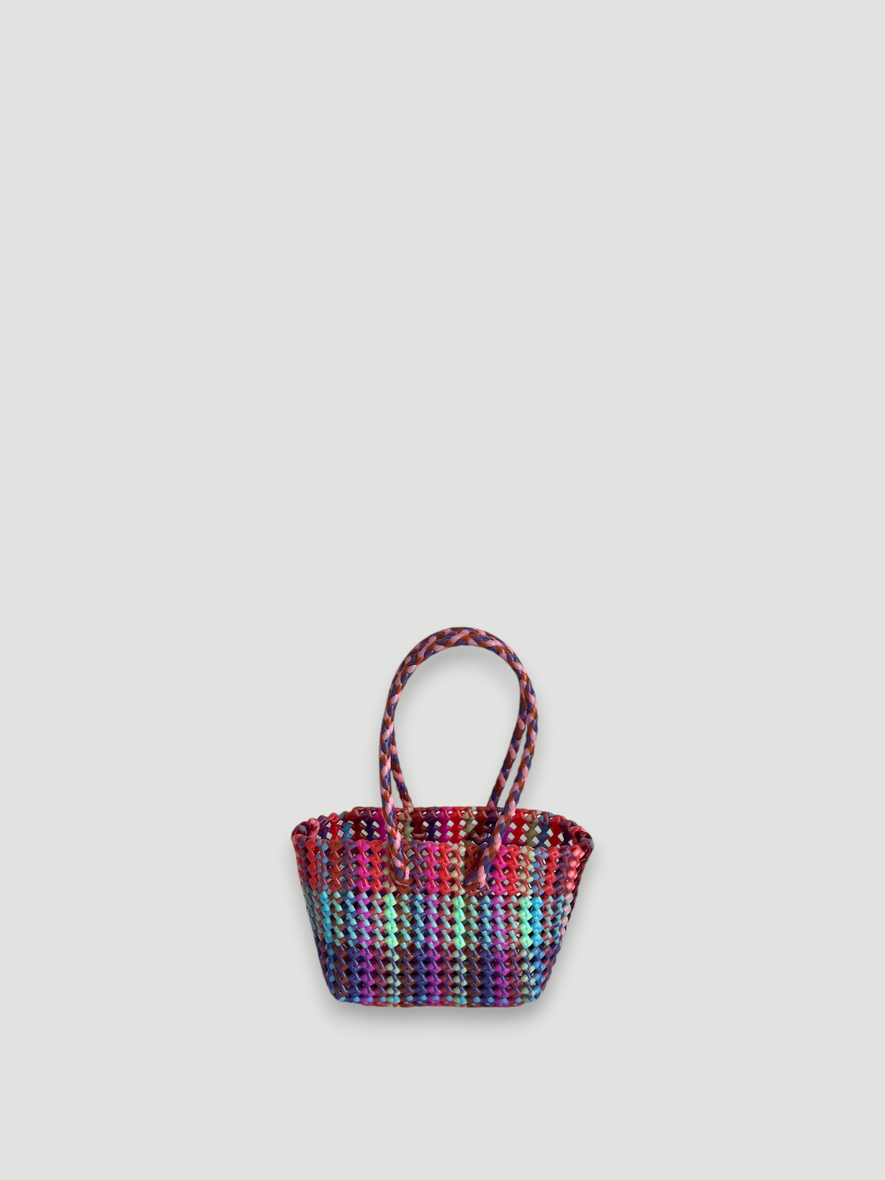 N°100XS - SAC PANIER TRESSÉ MAIN - MINI - multicolors