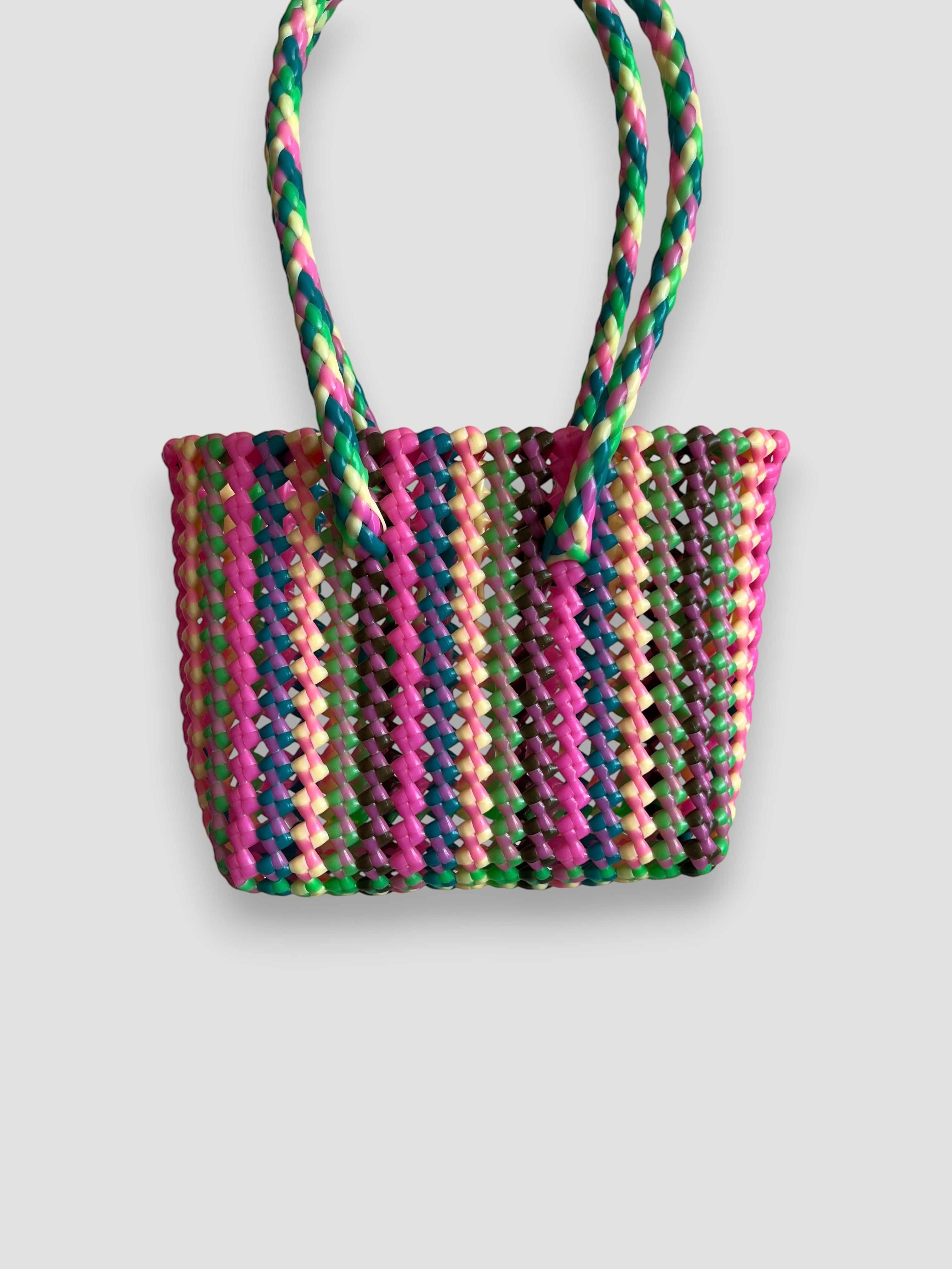N°100XS - SAC PANIER TRESSÉ MAIN - MINI - multicolors
