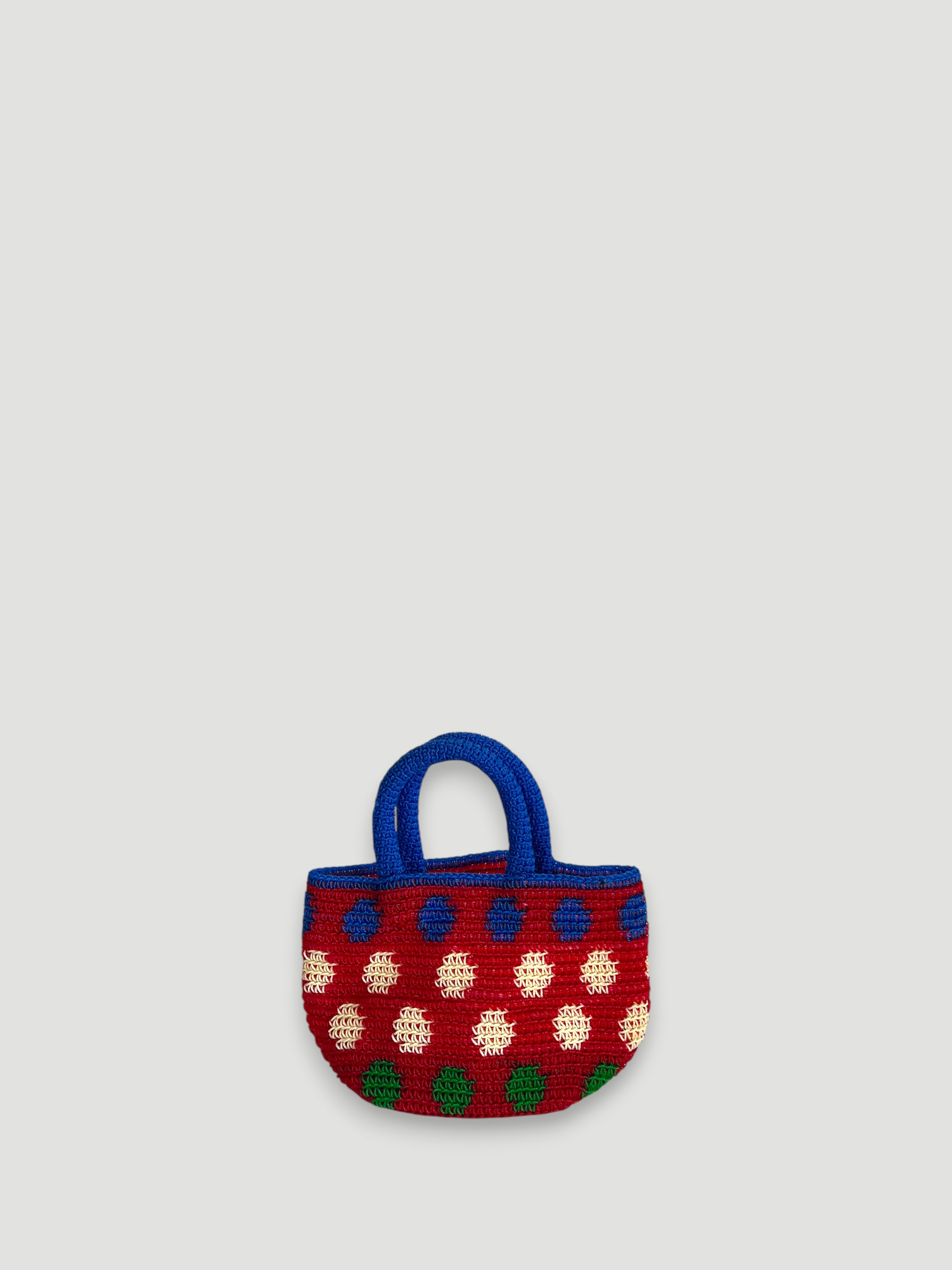 N°31SC - SAC PANIER CROCHET POIS XS - MINI - rouge