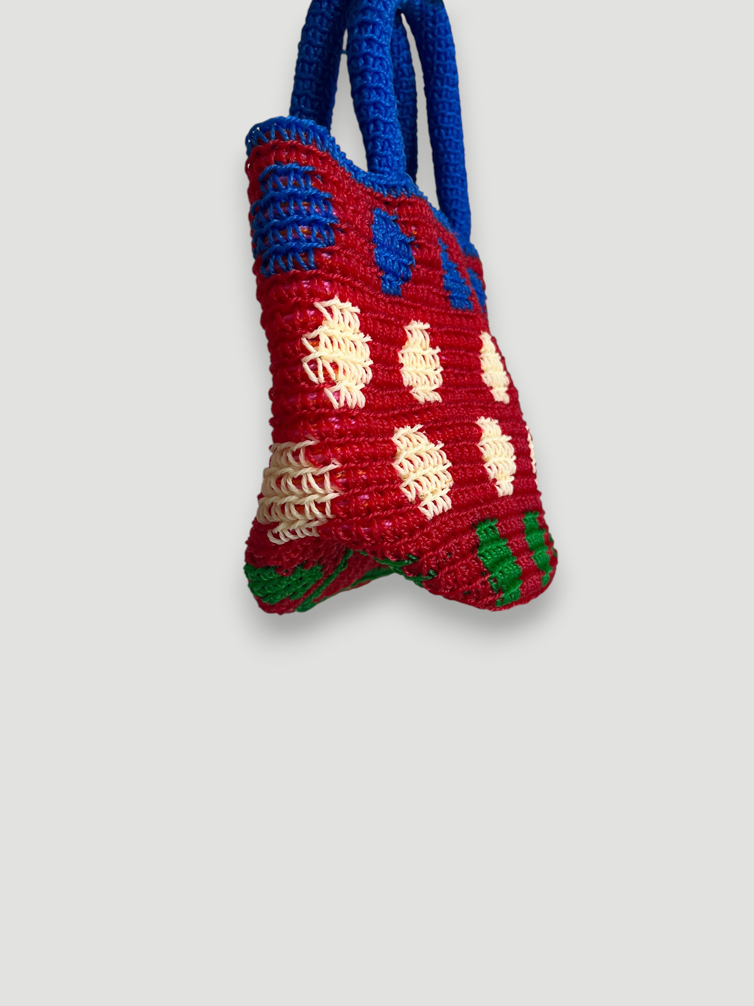 N°31SC - SAC PANIER CROCHET POIS XS - MINI - rouge