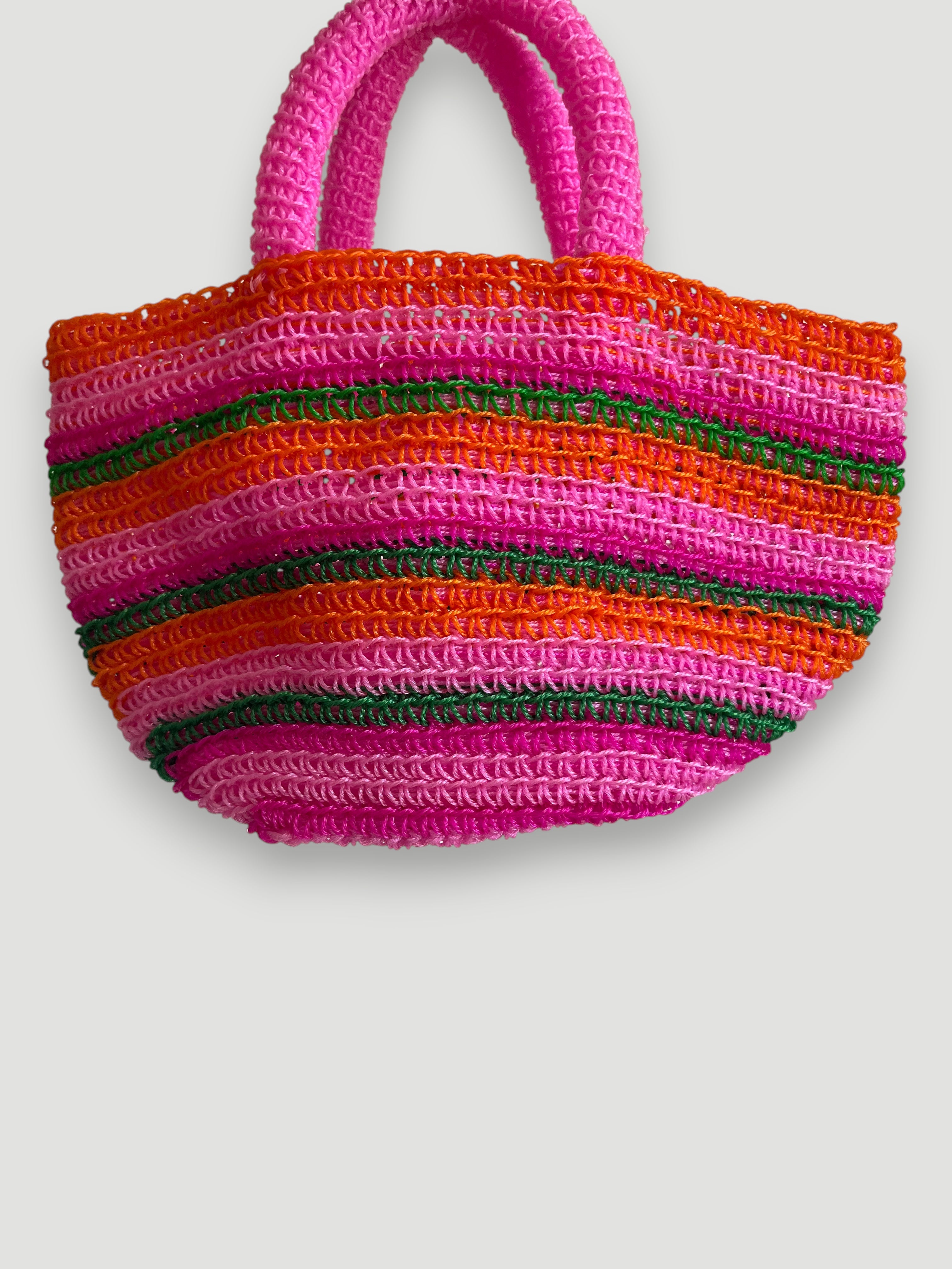 N°32SC - SAC PANIER CROCHET STRI XS - MINI - multicolors