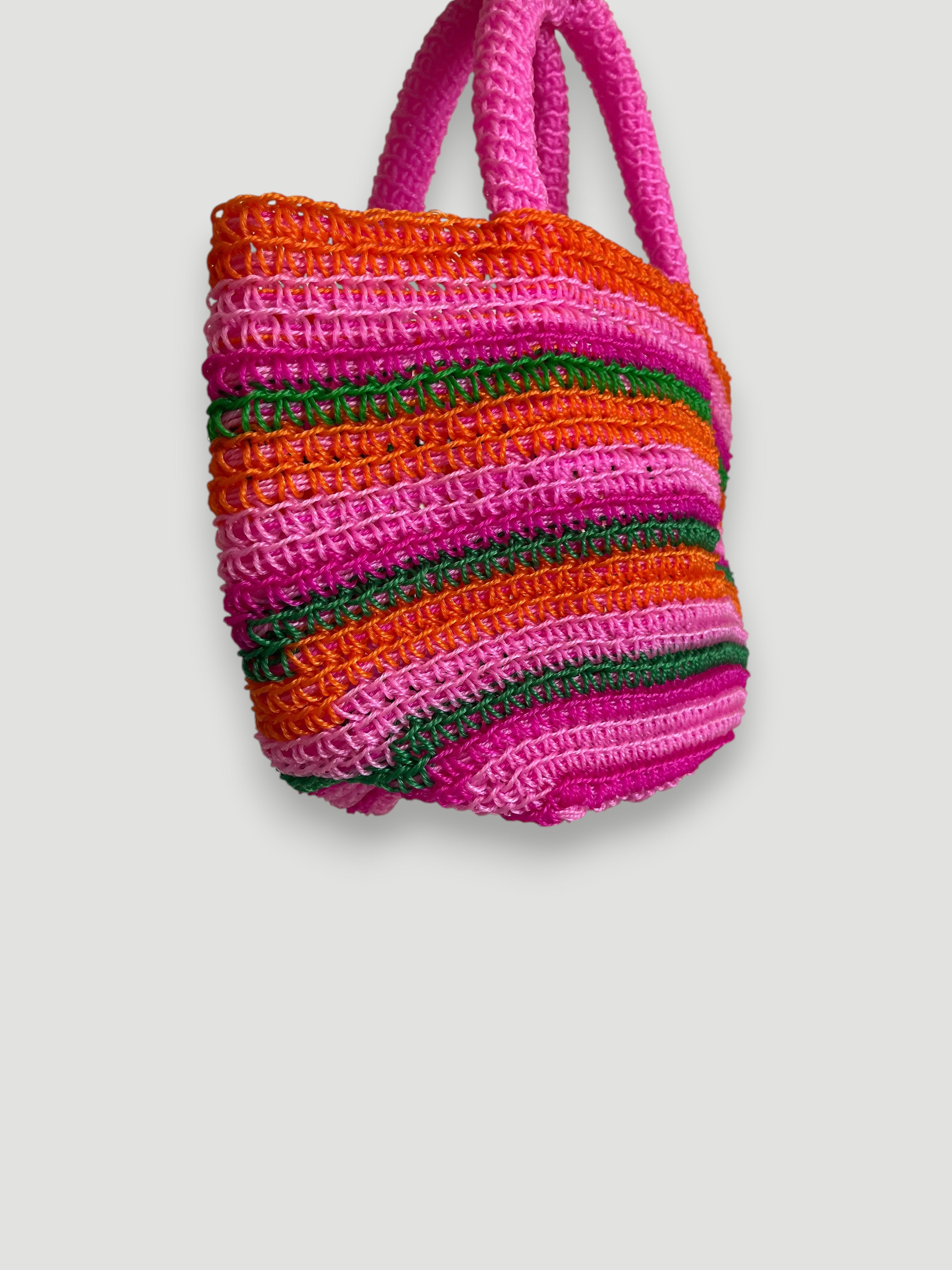 N°32SC - SAC PANIER CROCHET STRI XS - MINI - multicolors