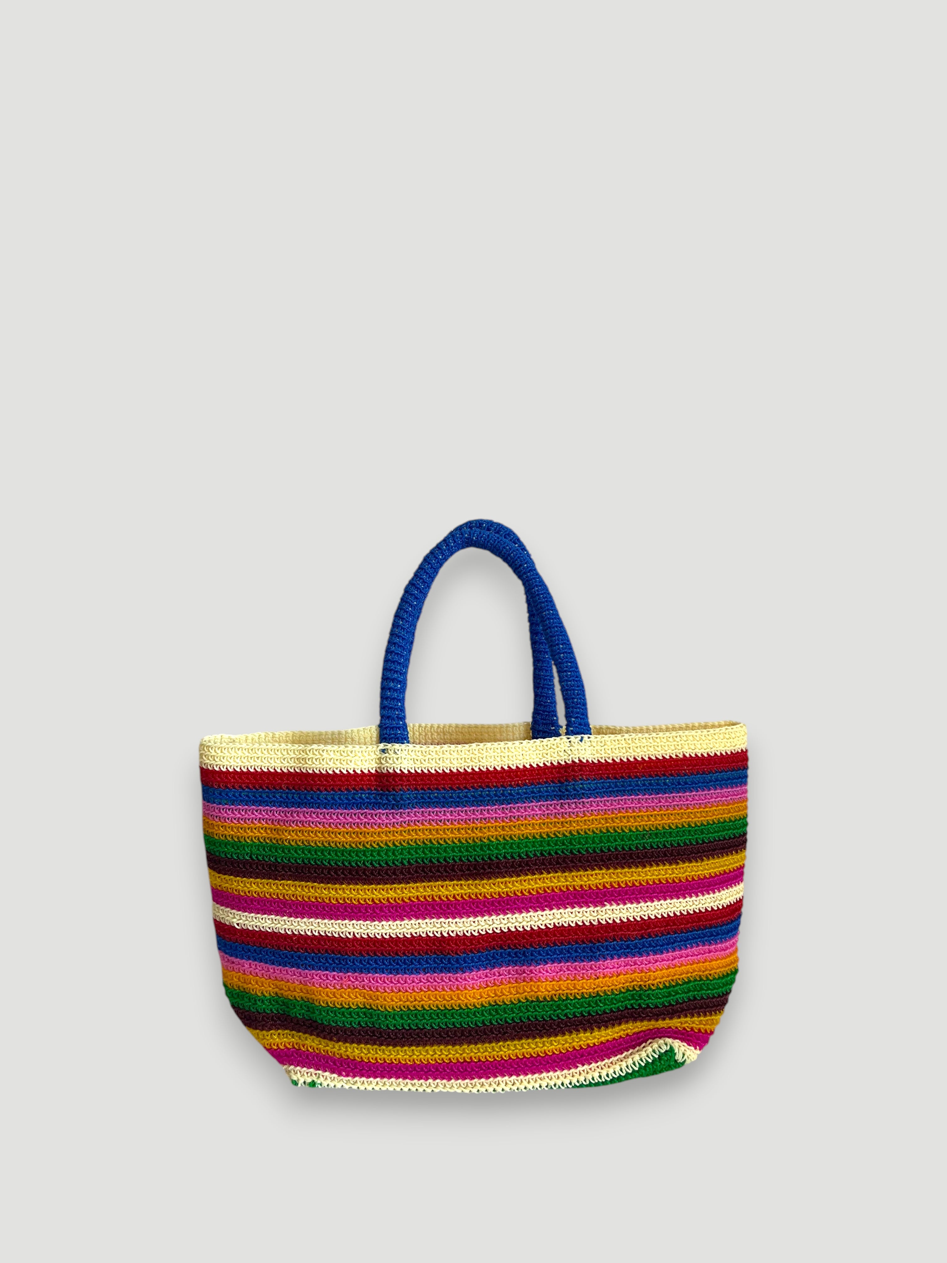N°33SC - SAC PANIER CROCHET STRI L - GRAND - multicolors