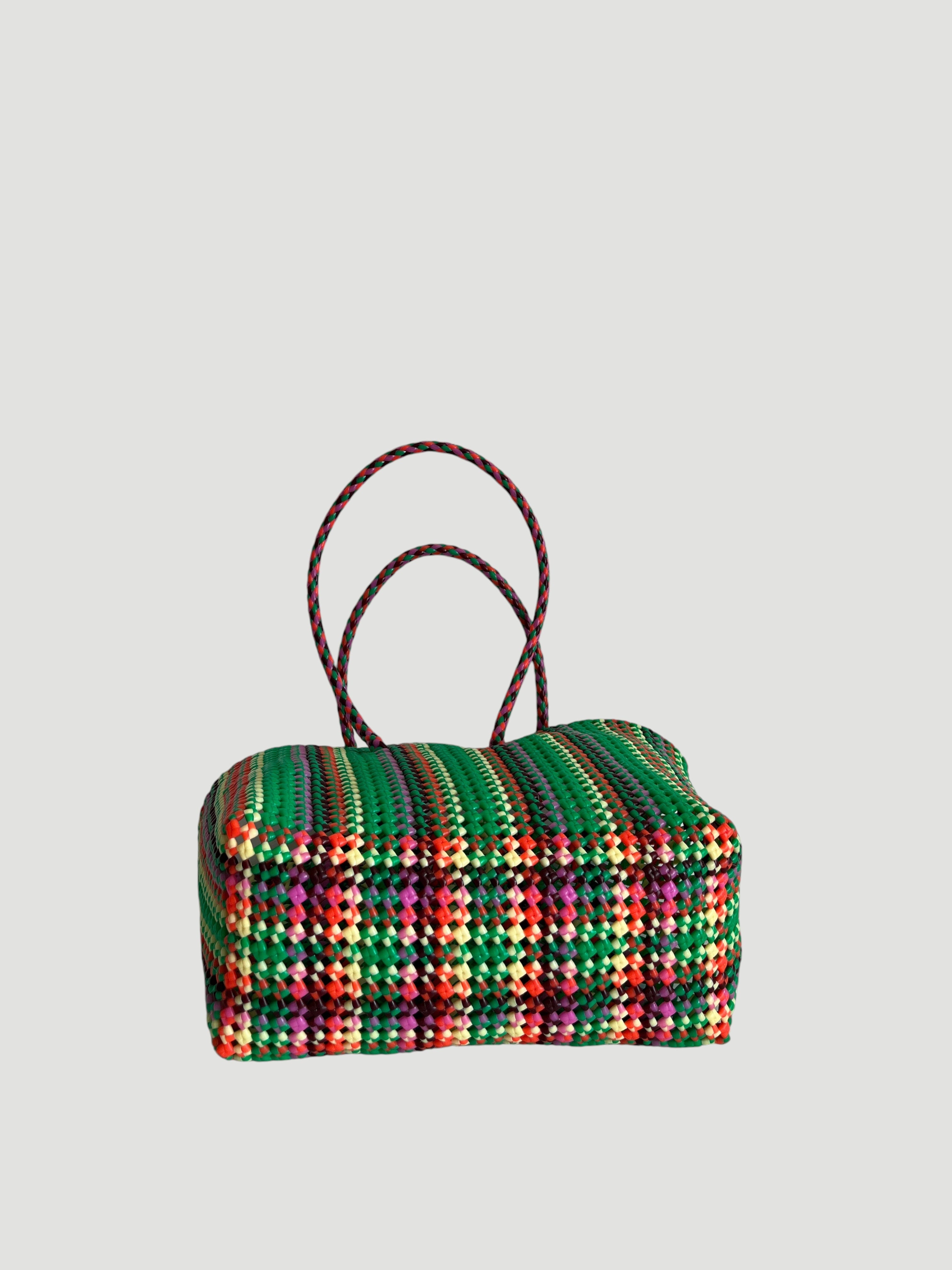 N°419L - SAC PANIER TRESSÉ MAIN - GRAND - multicolors