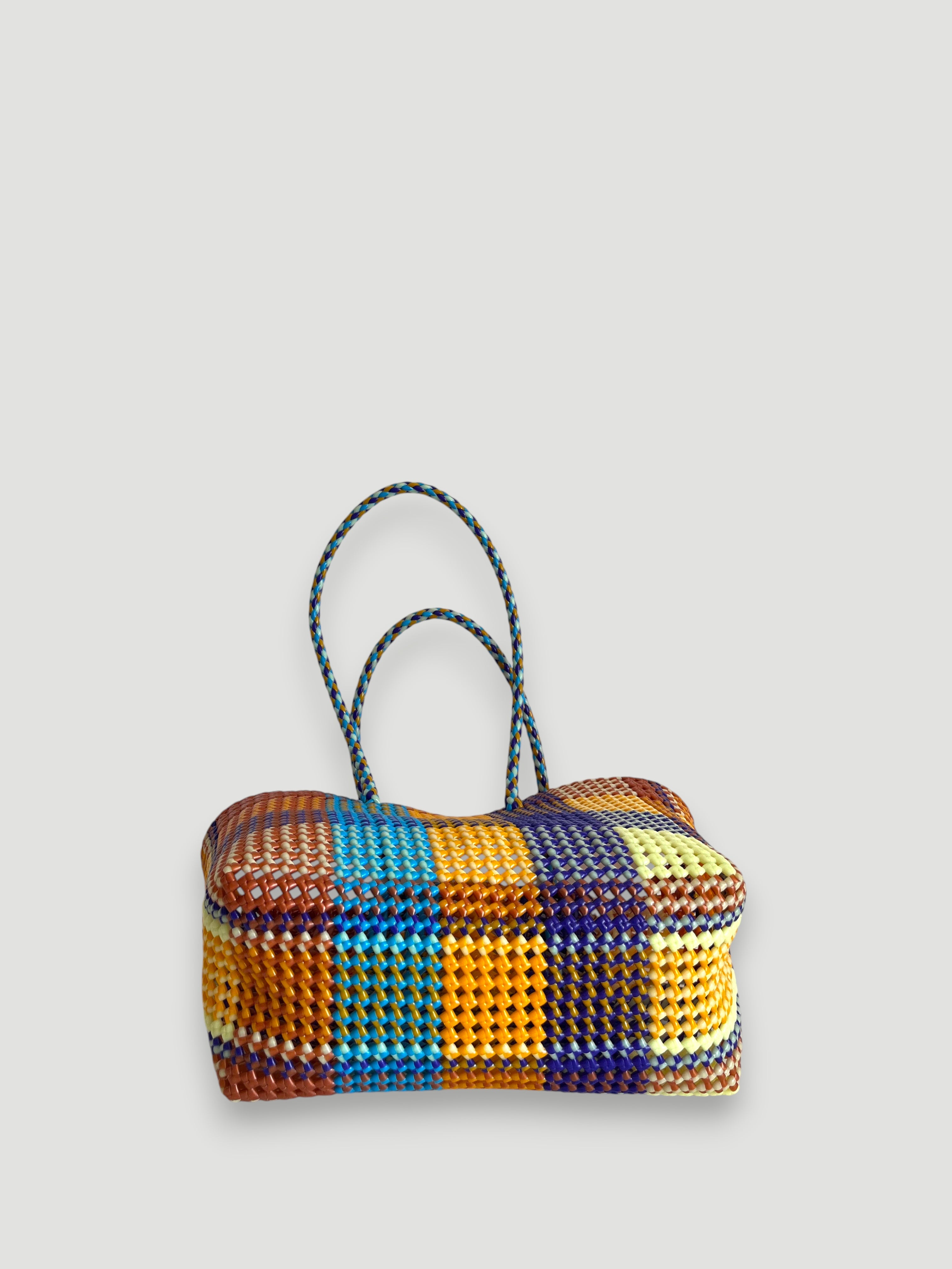 N°424L - SAC PANIER TRESSÉ MAIN - GRAND - multicolors