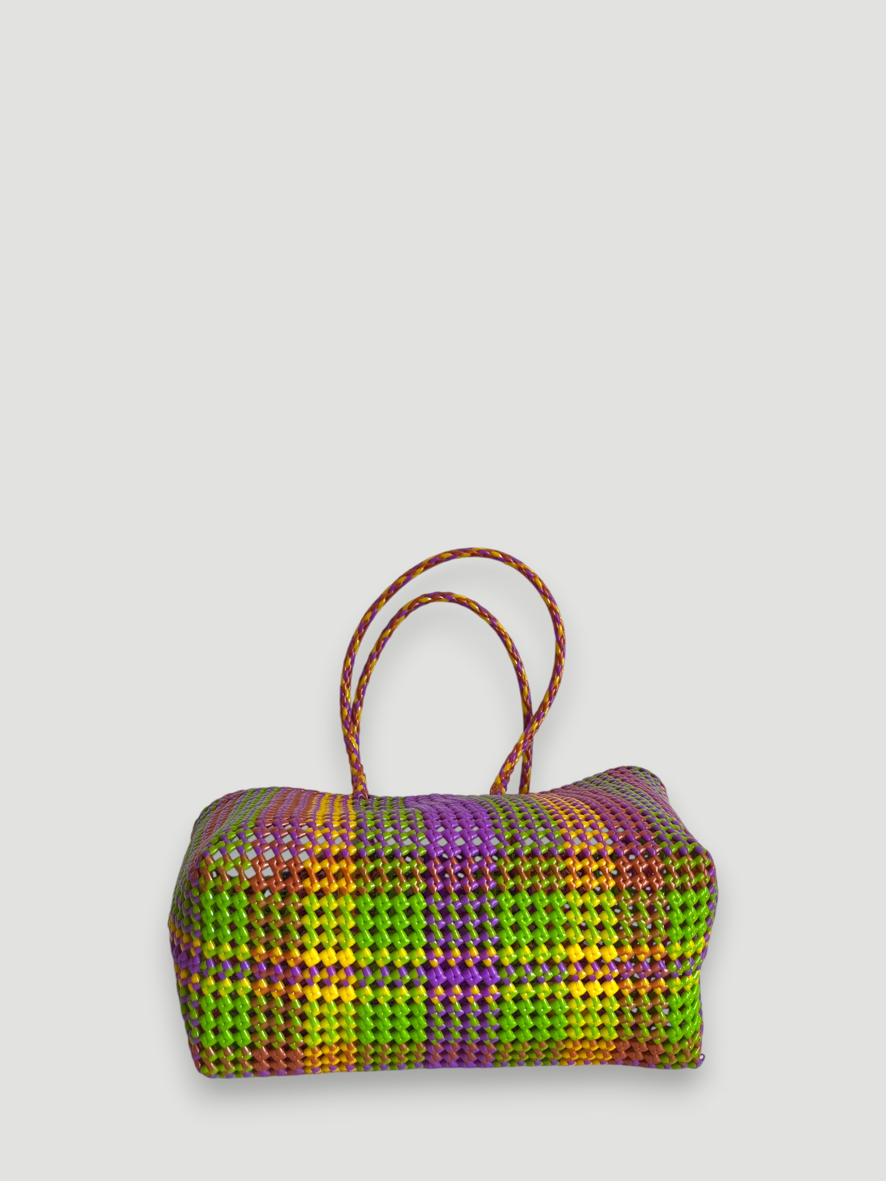 N°426L - SAC PANIER TRESSÉ MAIN - GRAND - multicolors
