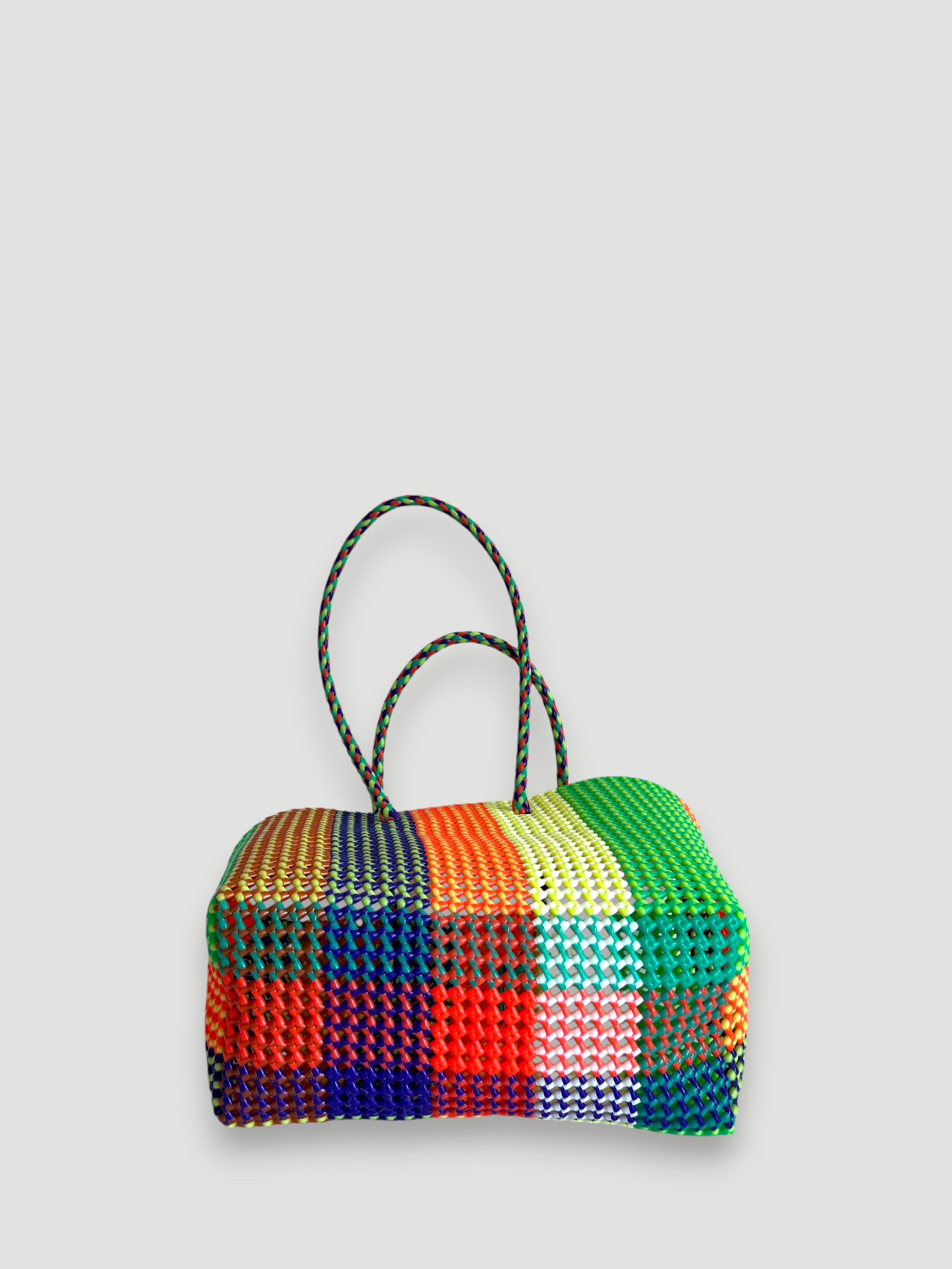 N°432L - SAC PANIER TRESSÉ MAIN - GRAND - multicolors