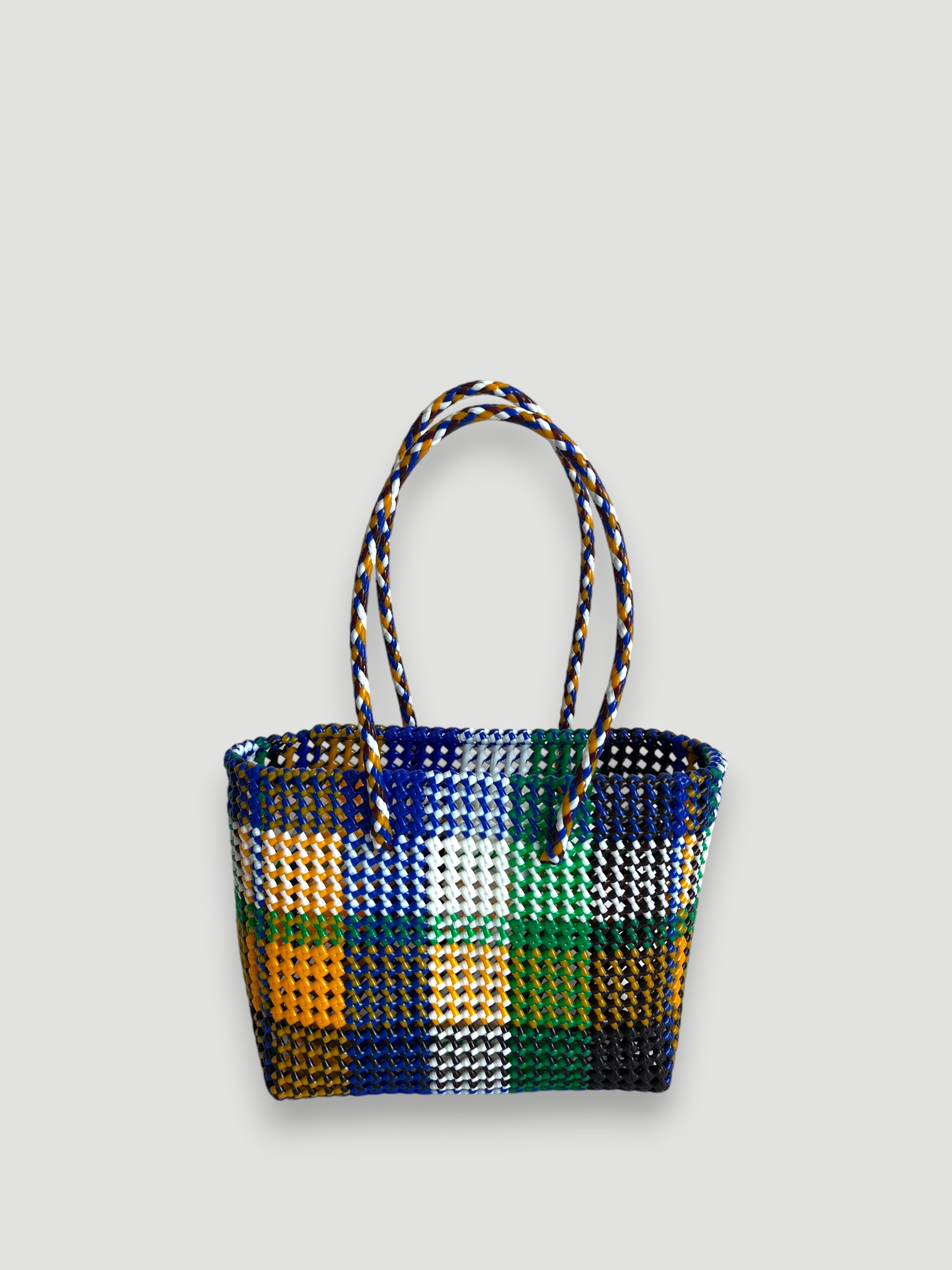 N°434M - SAC PANIER TRESSÉ MAIN - MOYEN - multicolors
