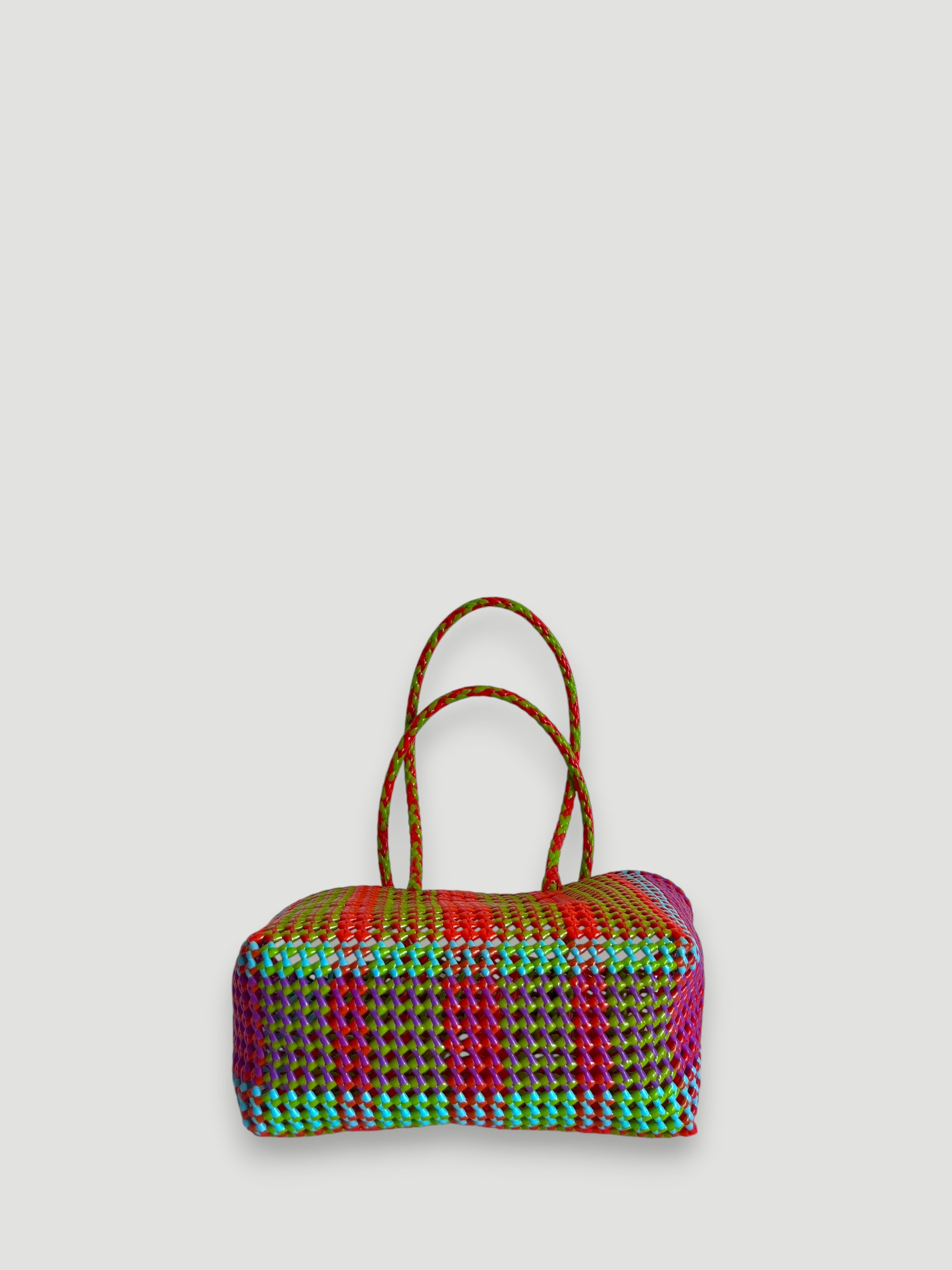 N°438M - SAC PANIER TRESSÉ MAIN - MOYEN - multicolors