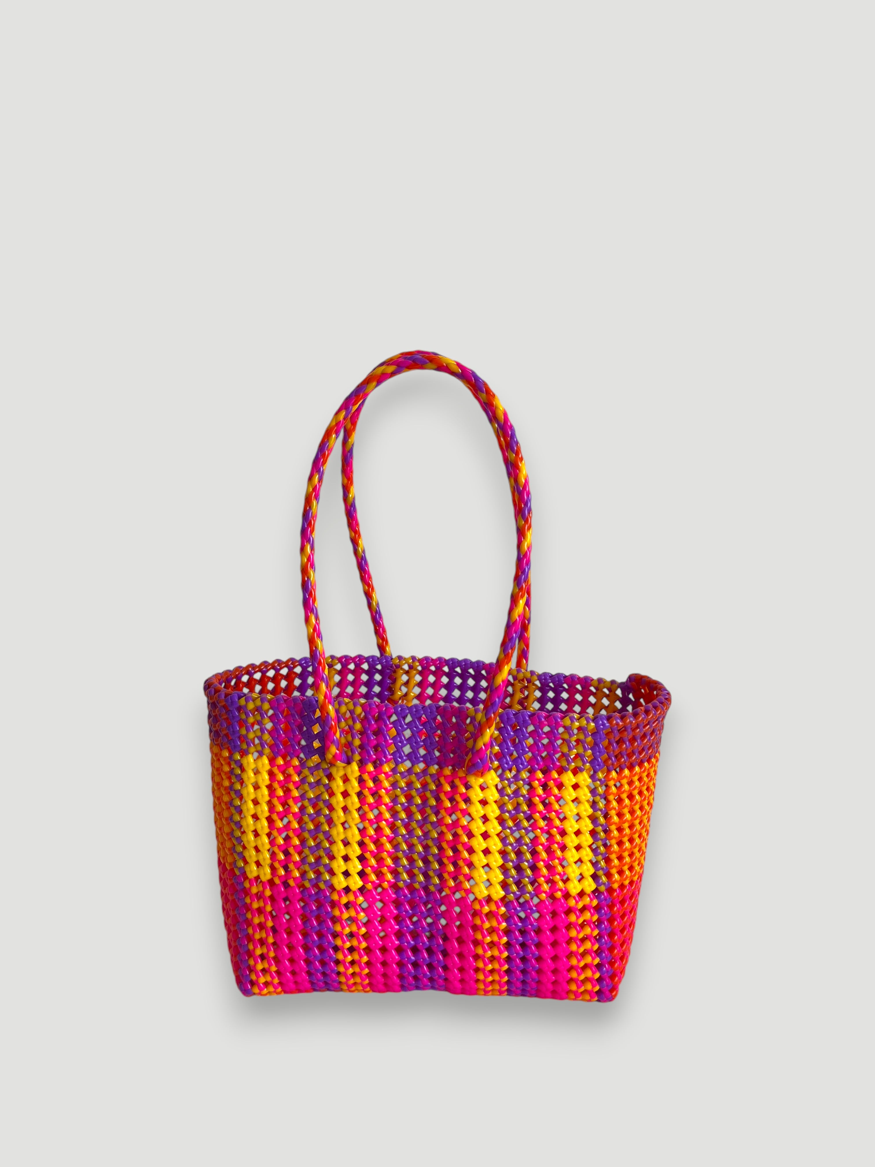 N°440M - SAC PANIER TRESSÉ MAIN - MOYEN - multicolors