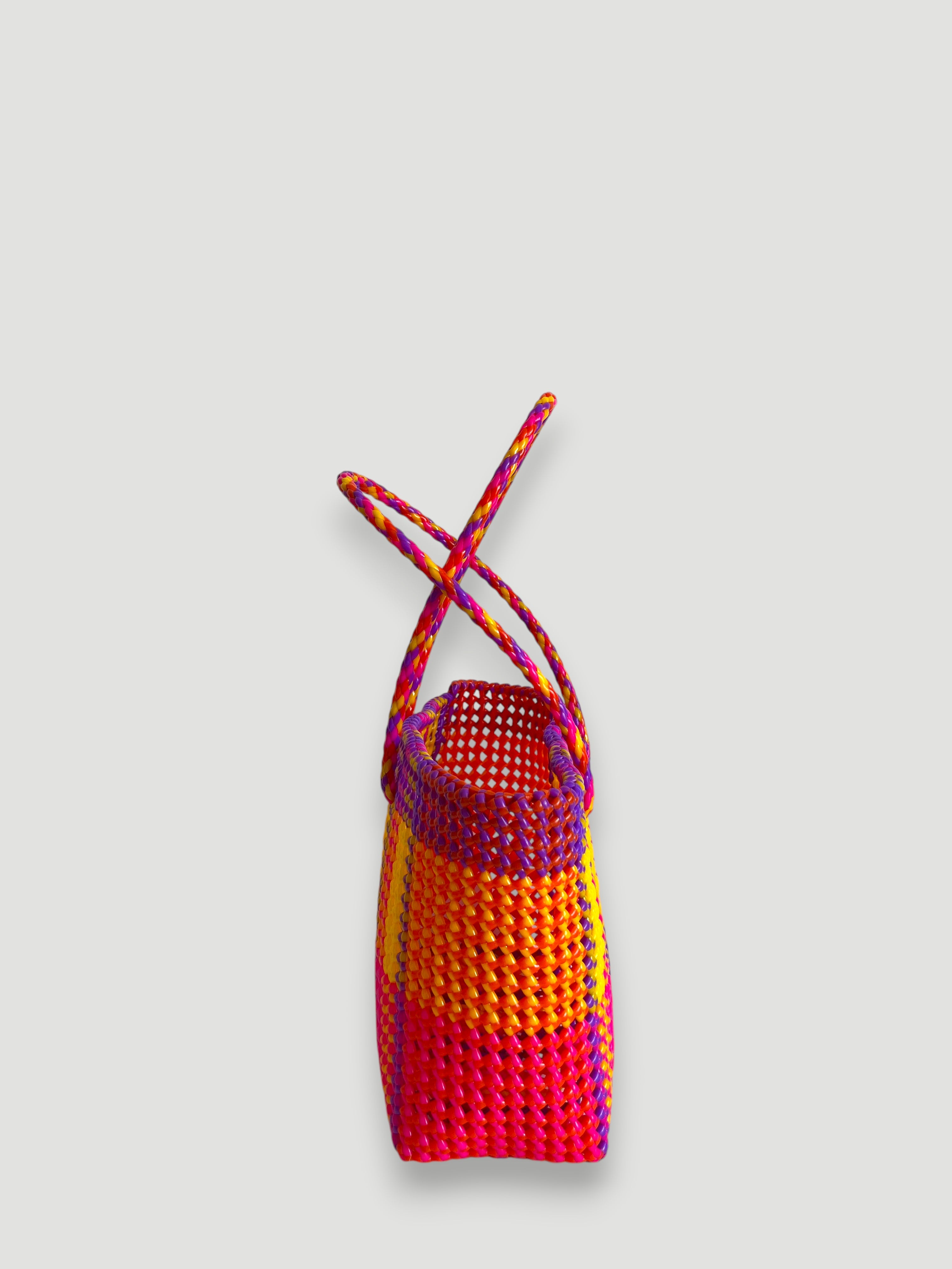 N°440M - SAC PANIER TRESSÉ MAIN - MOYEN - multicolors