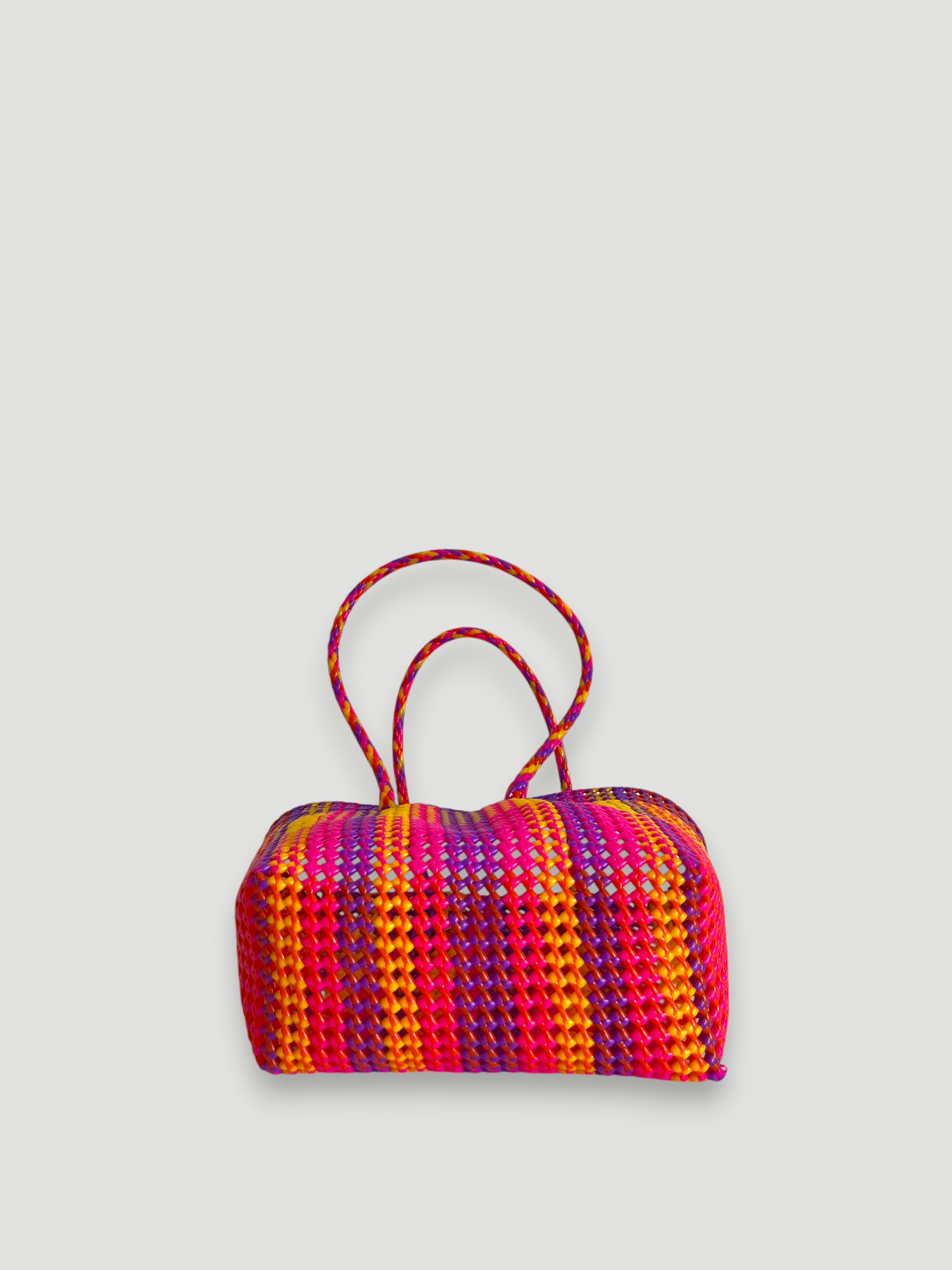 N°440M - SAC PANIER TRESSÉ MAIN - MOYEN - multicolors