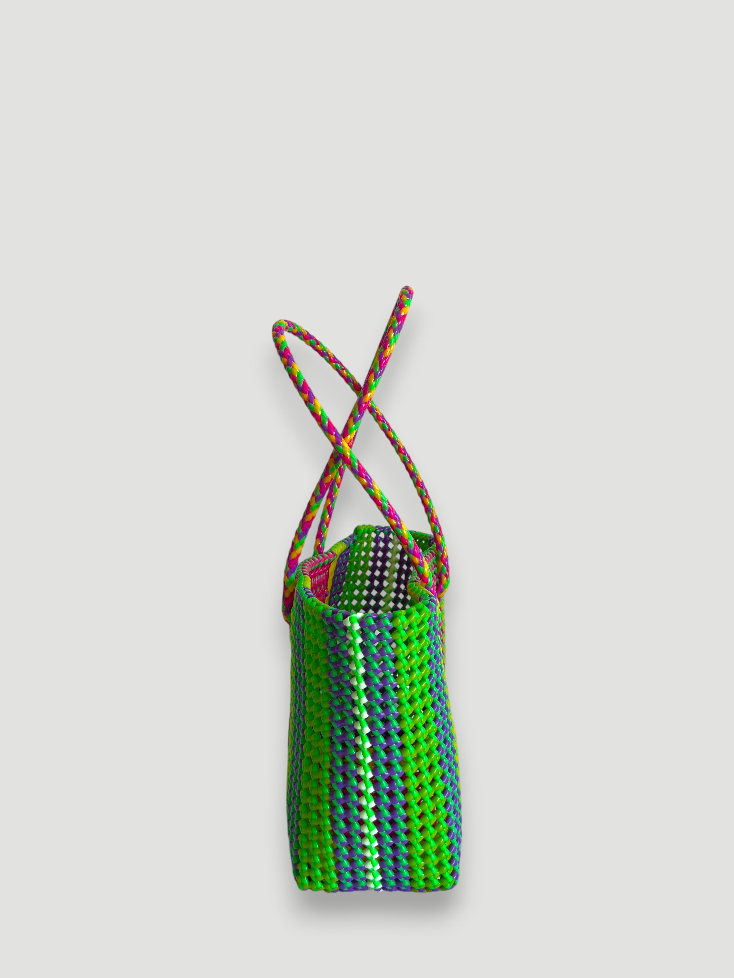 N°442M - SAC PANIER TRESSÉ MAIN - MOYEN - multicolors