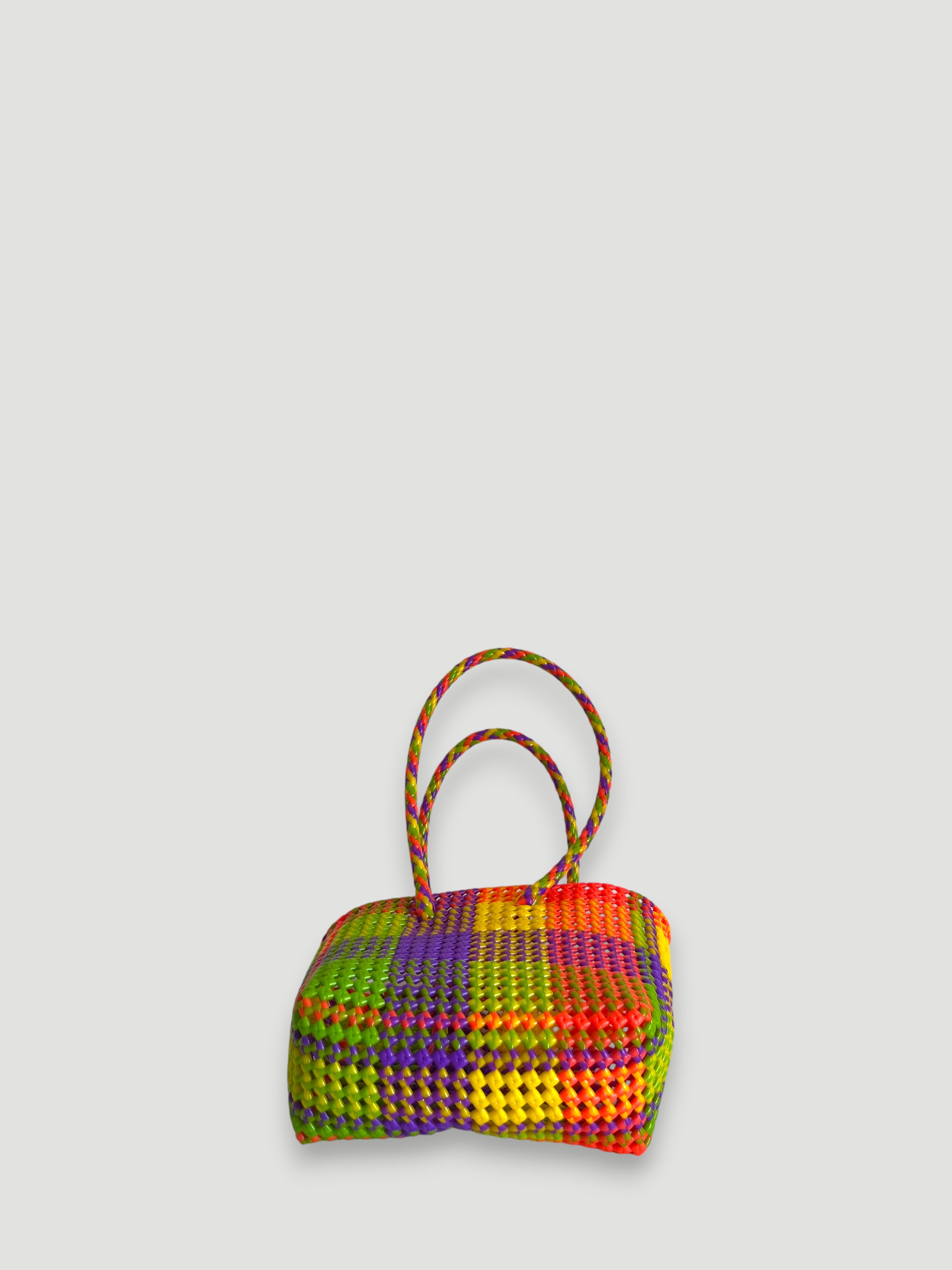 N°460S - SAC PANIER TRESSÉ MAIN - PETIT - multicolors