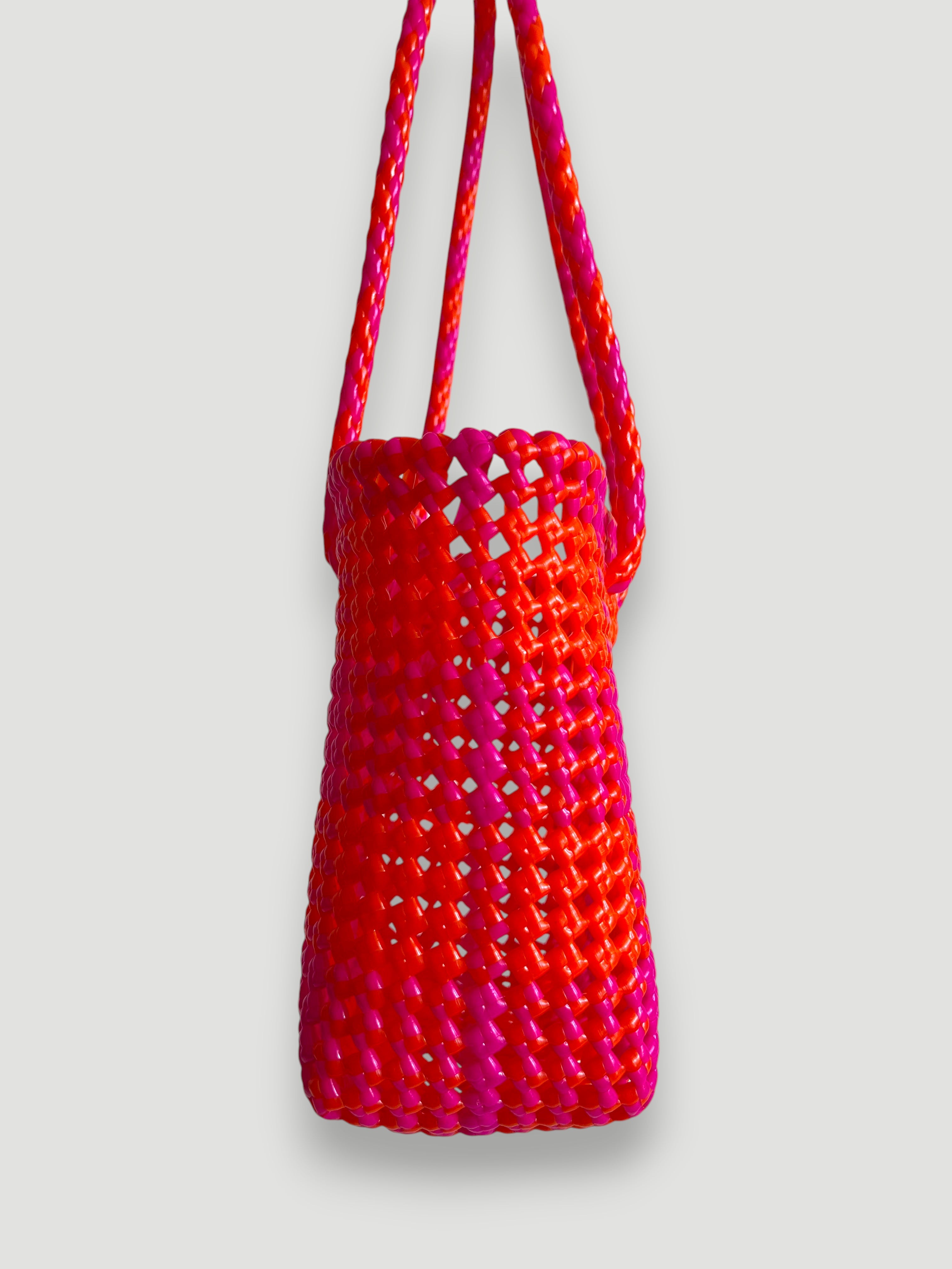 N°97S bis - SAC PANIER IMPARFAIT - PETIT - rose foncé & orange