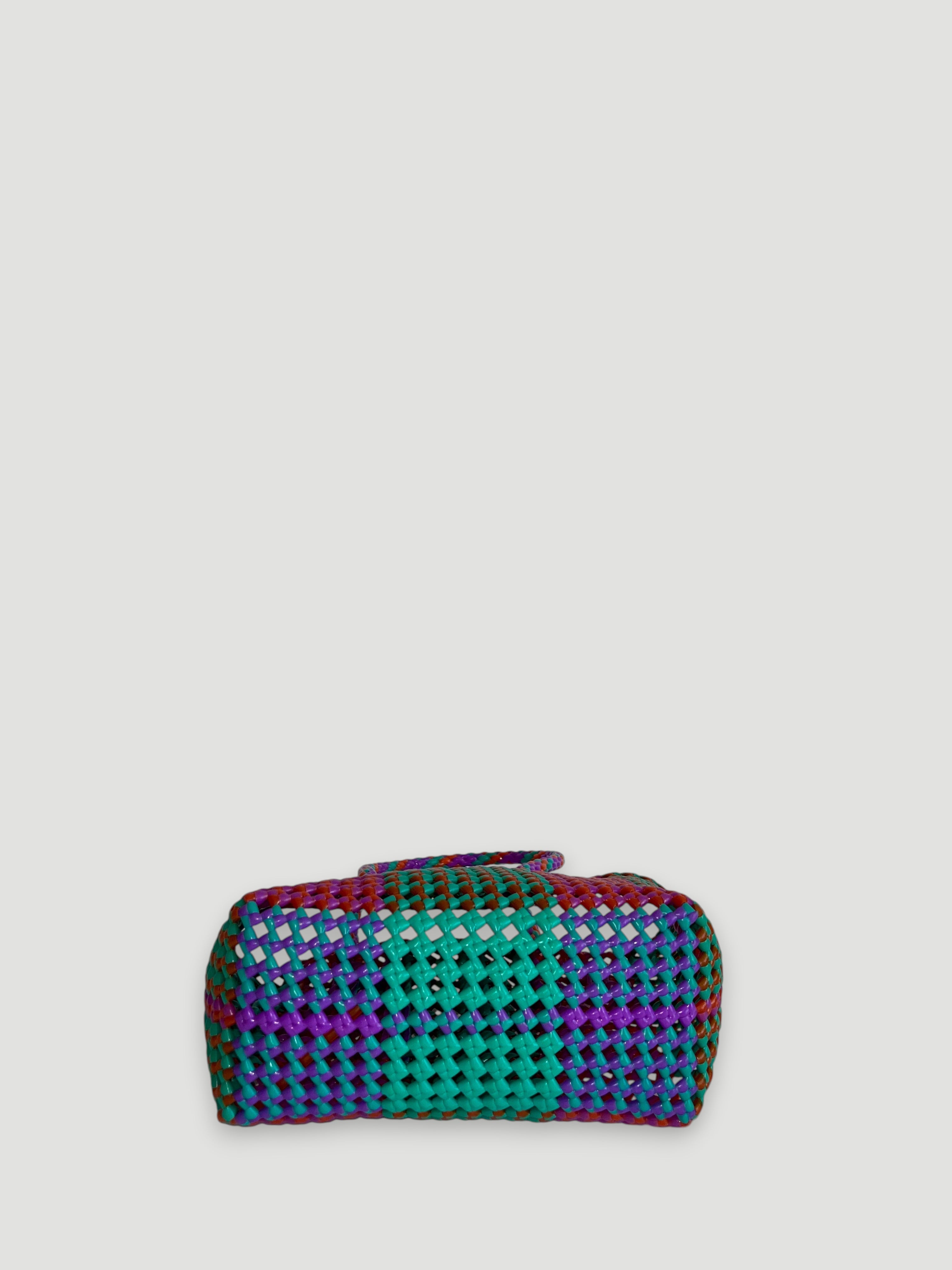 N°235S - SAC PANIER TRESSÉ MAIN - PETIT - multicolors